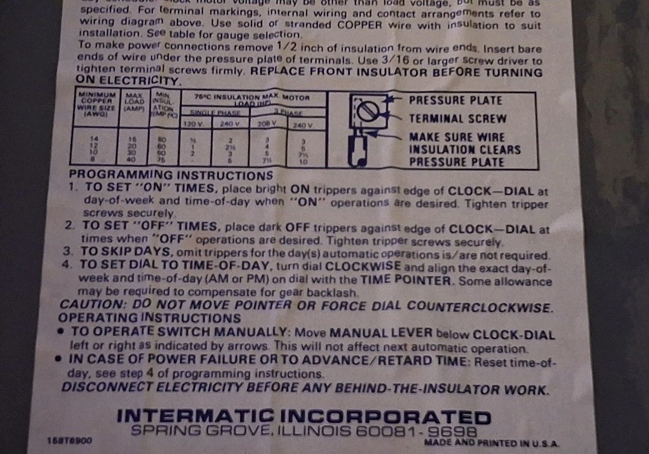 Intermatic T7401B 7-Day Mechanical Time Switch 4-Pole Enclosure