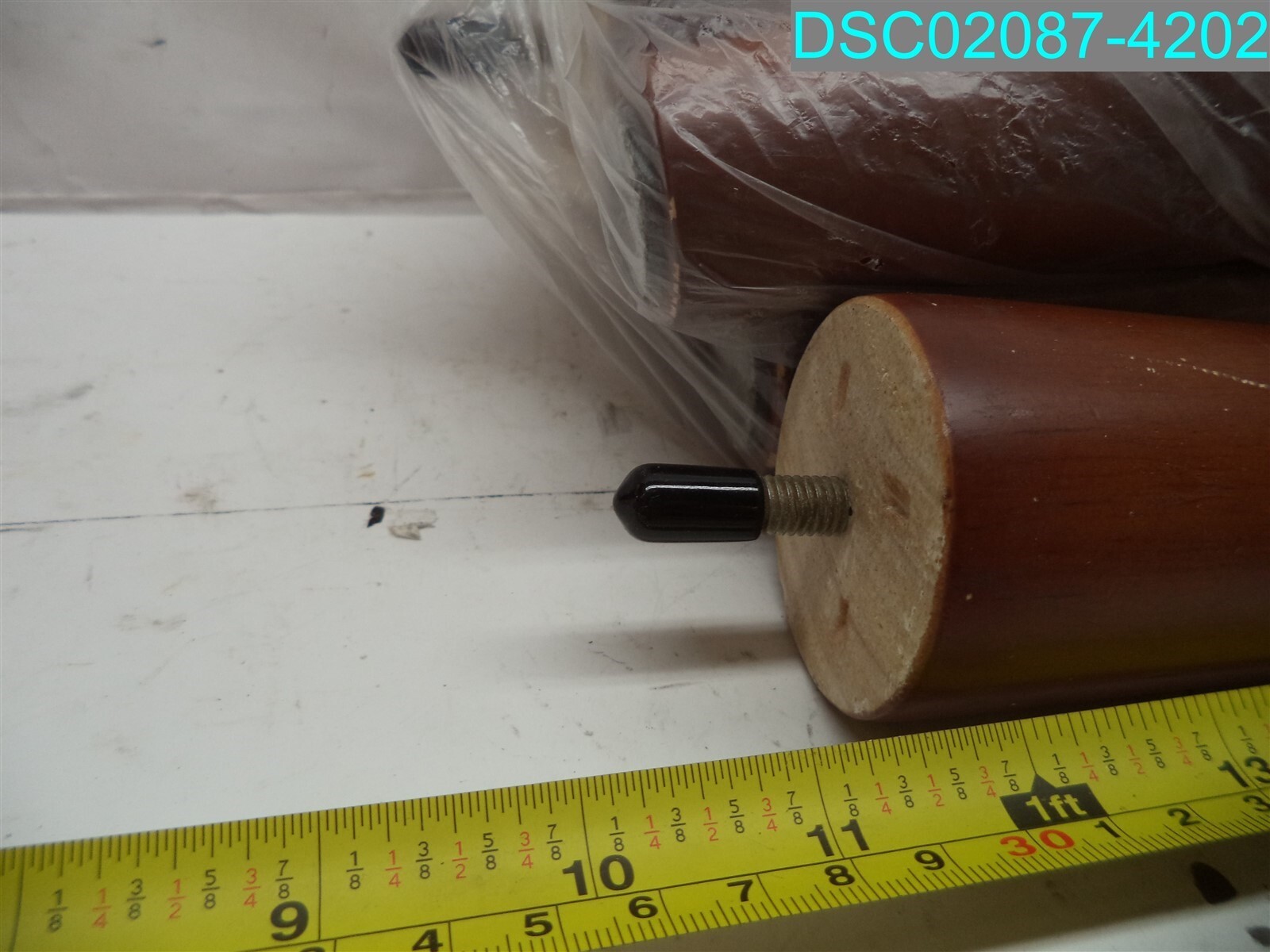 QTY=7: WOOD LEG’S M8-1.25 X 25MM 7-/18″ L X 2-1/8″ OD TAPERED TO 1-1/2″