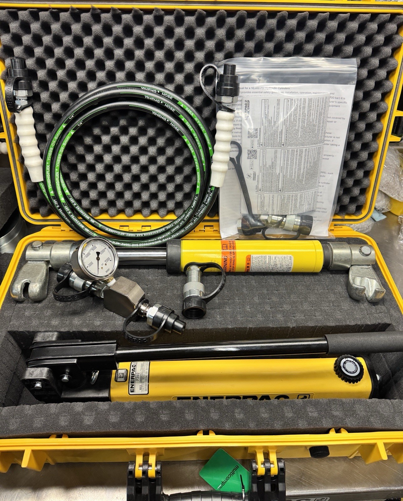NEW 5 Ton Hydraulic Pull Set: Enerpac P392, RokSolid RSBRC46, WIKA Gauge + Case