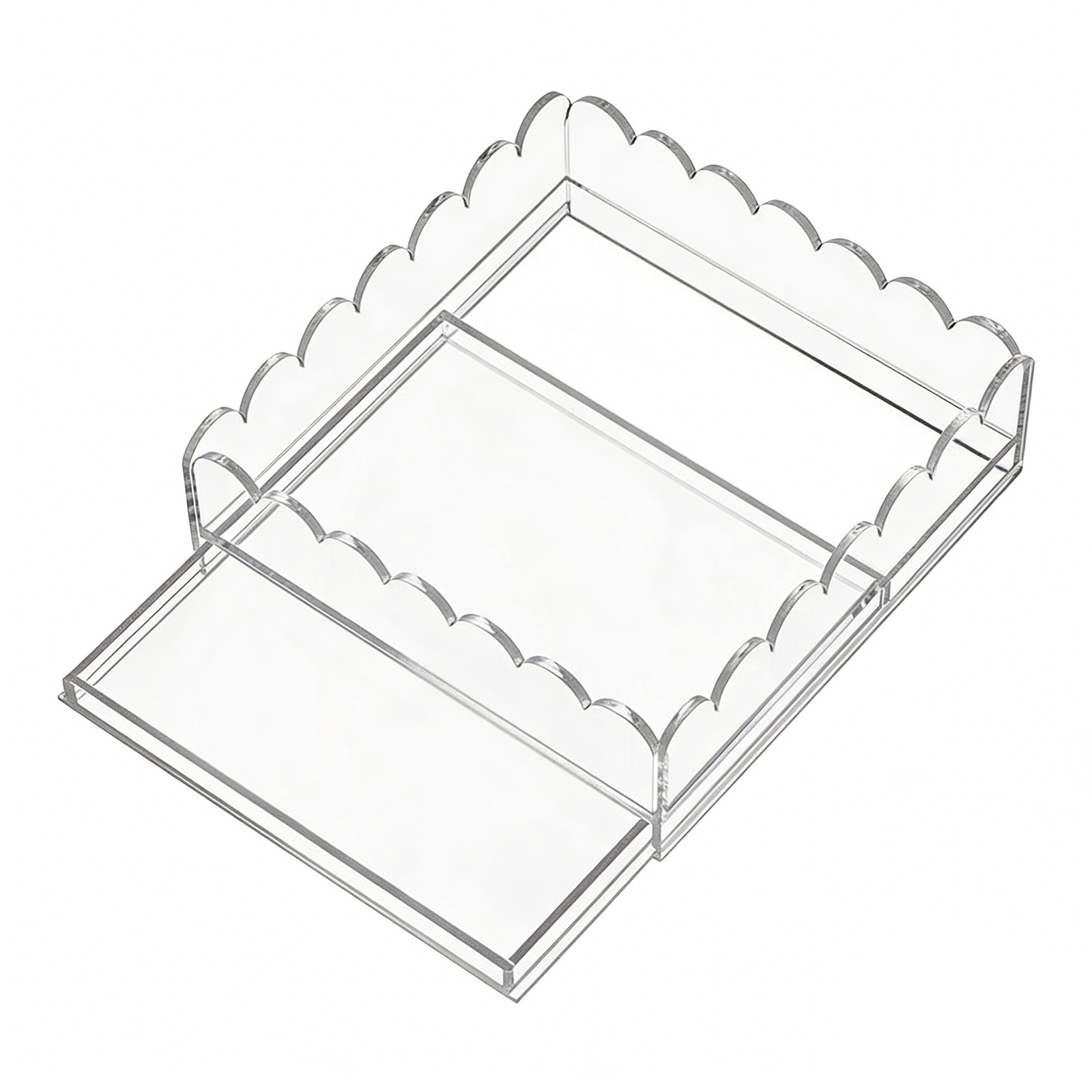 Clear Acrylic Tray for Insert Needlepoint Rectangle Scalloped Acrylic Tray NEW