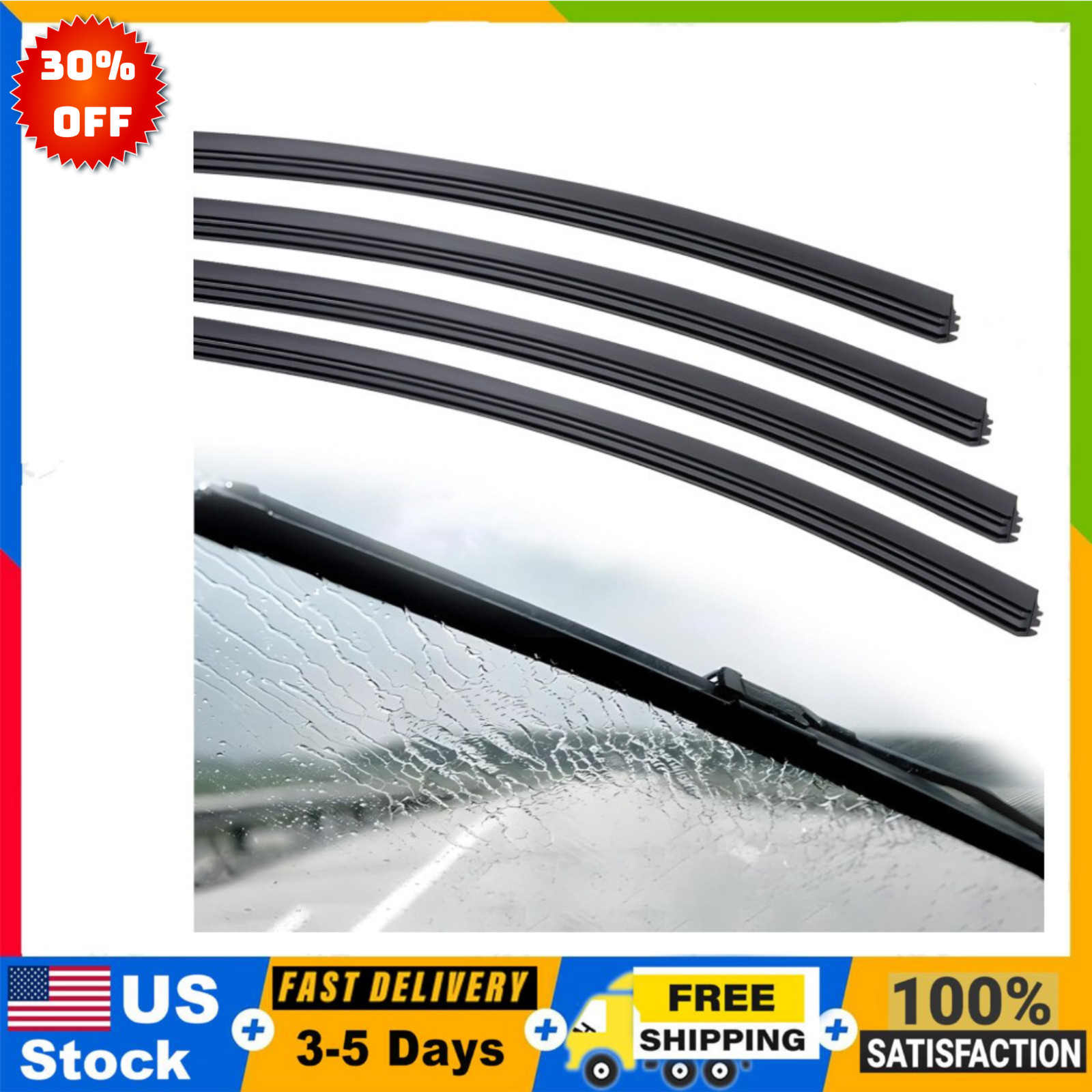 Recambio de Escobilla Limpiaparabrisas 28”, Universal Ajustable DIY, 4 Piezas