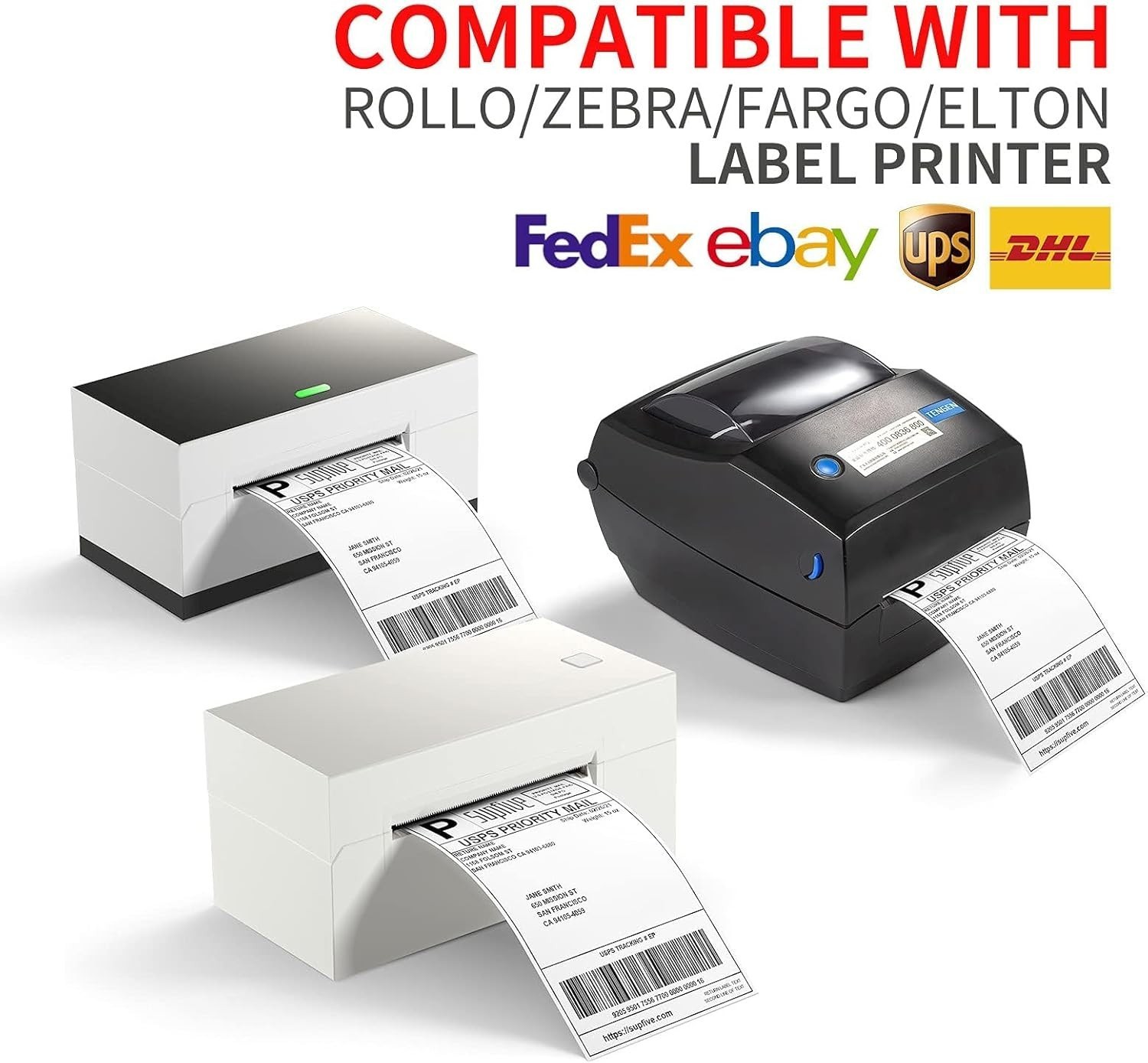 4″x6″Fanfold Direct Thermal Shipping Labels for Zebra & Rollo Printer white US
