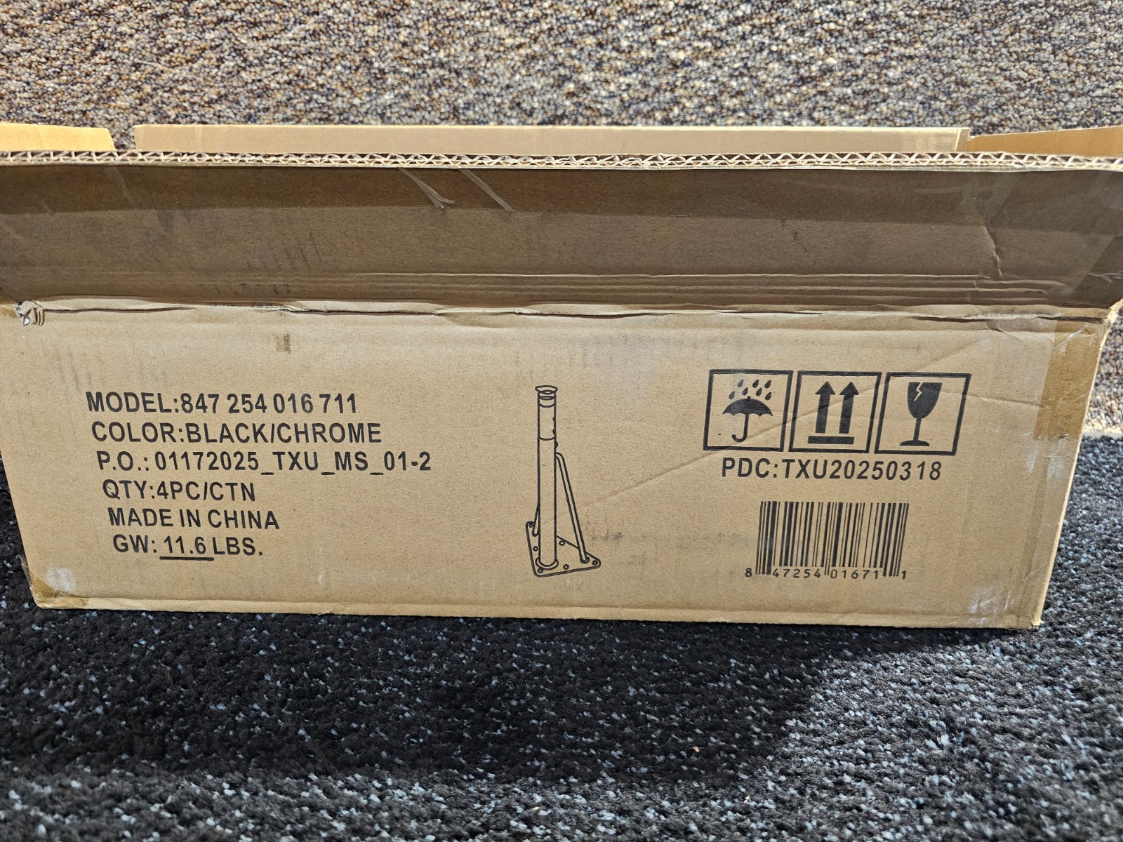 (QTY 4) Tapered Metal Table Leg 20″ 847 254 016 711 Black / Chrome Adjustable