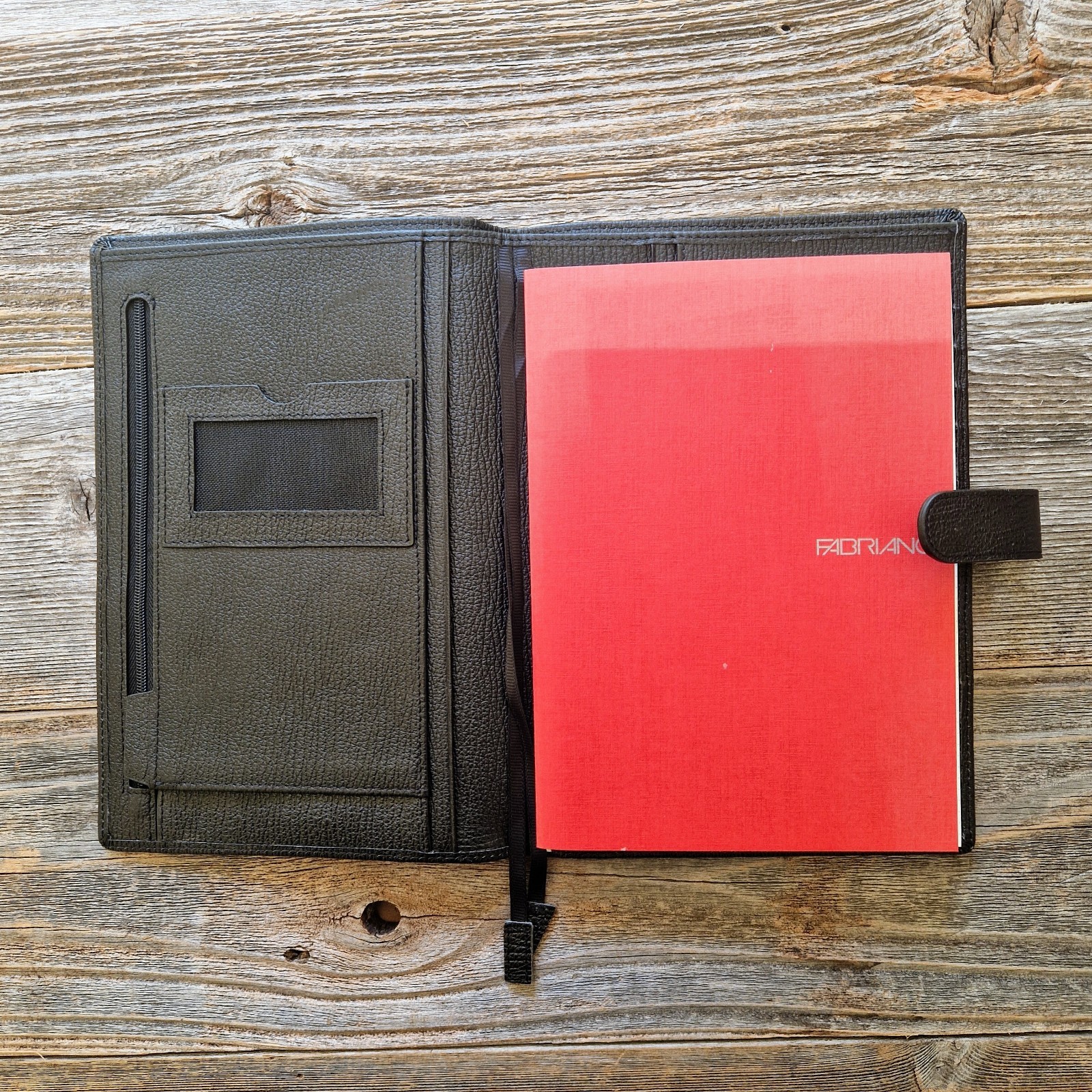 Fabriano A5 Leather Writing Case w/ Notepad | Black Leather Portfolio