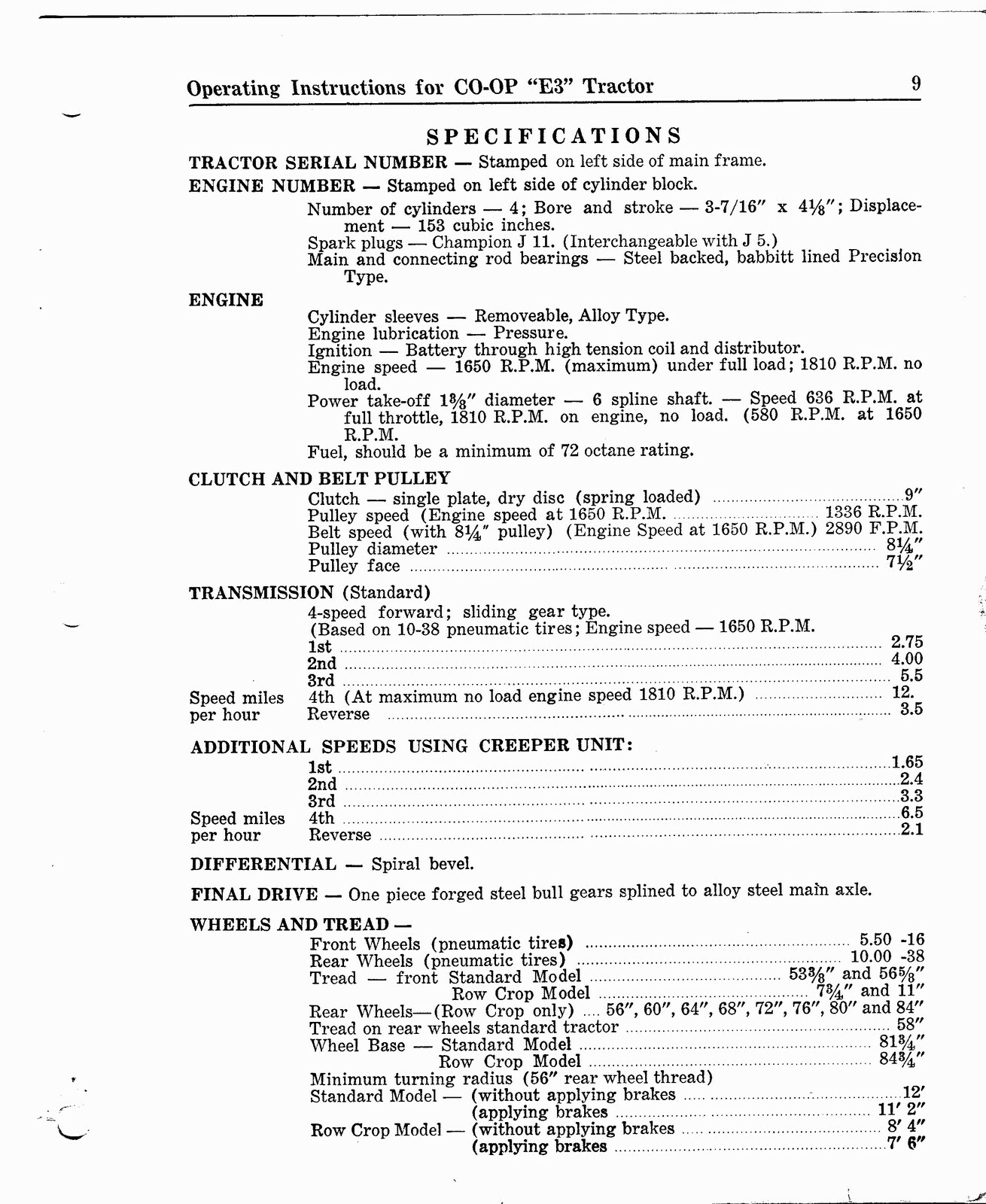 CO-OP E3 Tractor Operating Instructions (please read description)