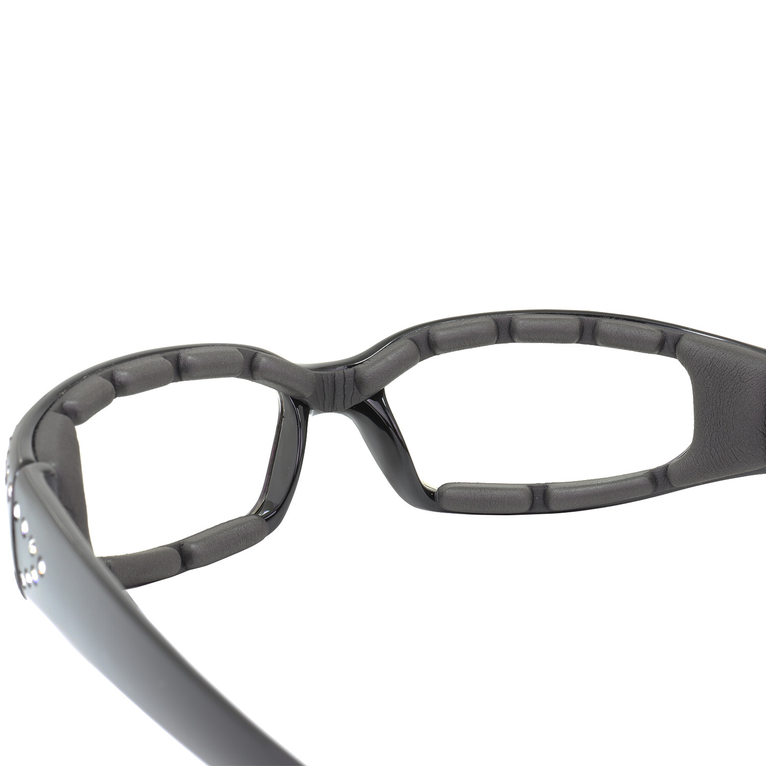 Set of 2 Women Motorcycle Padded Riding Glasses Clear & Smoke with Rhinestones