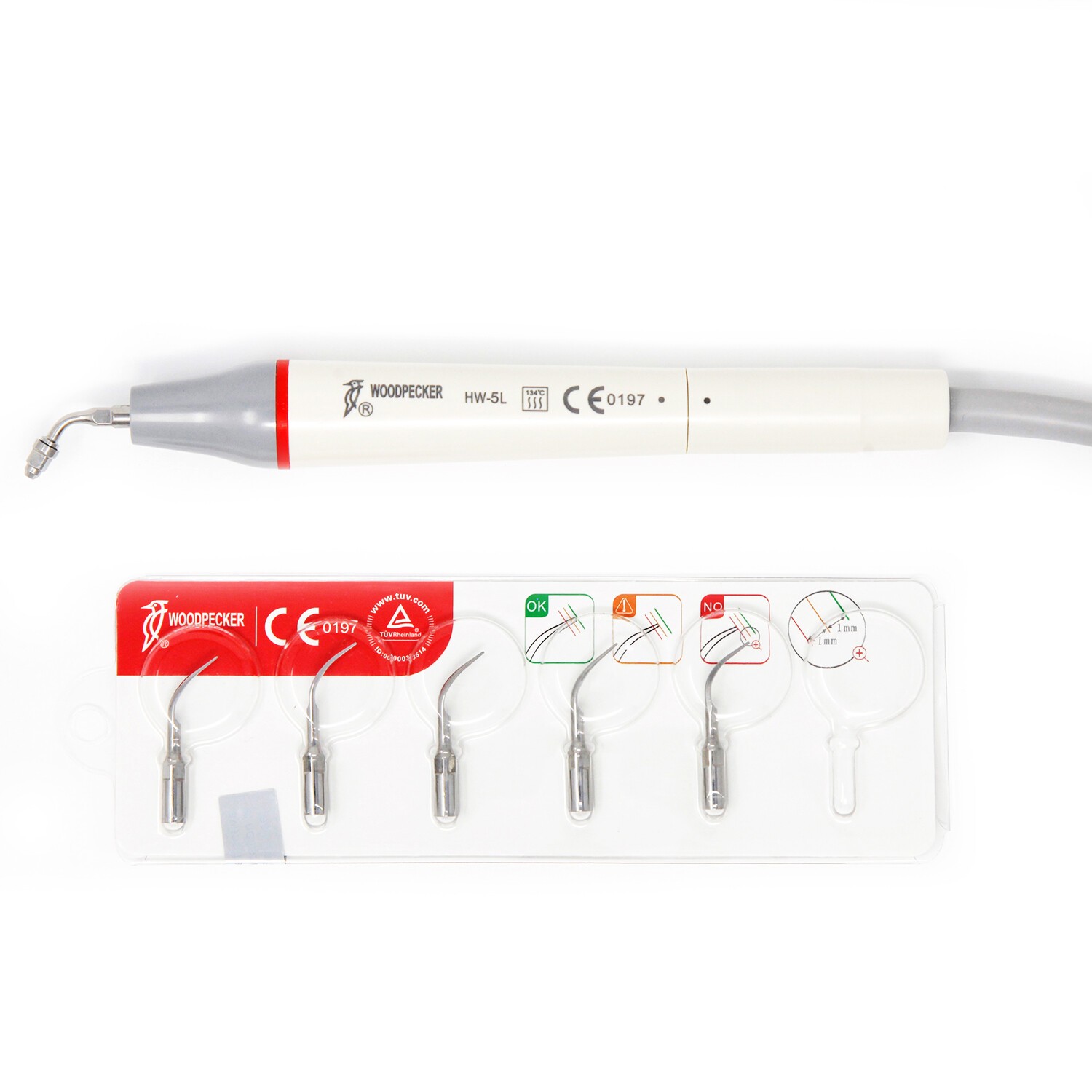 Original Woodpecker UDS-P LED Dental Ultrasonic Piezo Scaler Handpiece 6 Tips