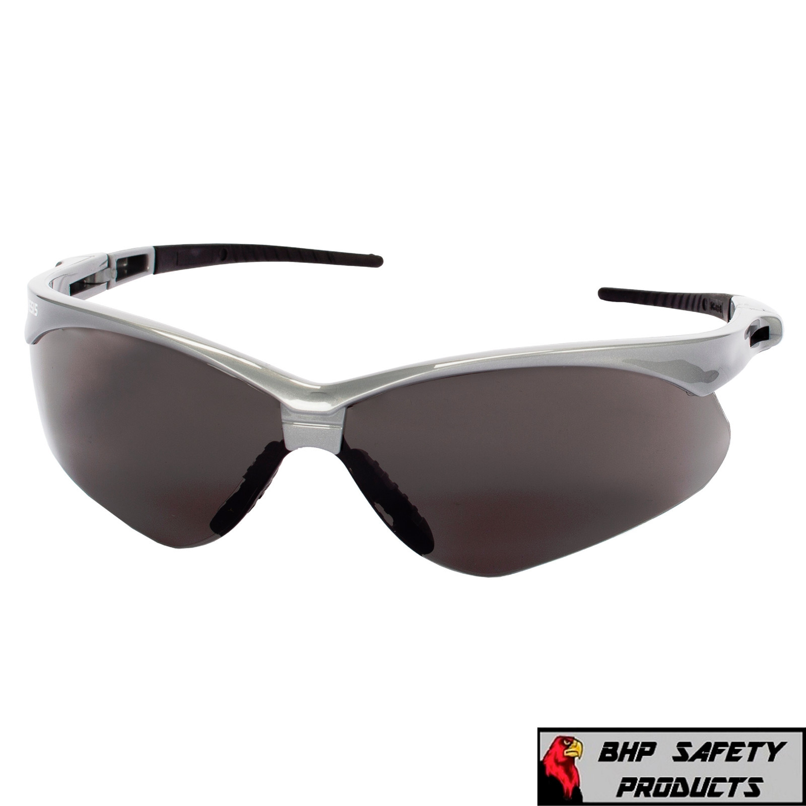 12 PAIR KLEENGUARD NEMESIS 47383 SAFETY GLASSES SILVER FRAME/SMOKE ANTI-FOG LENS