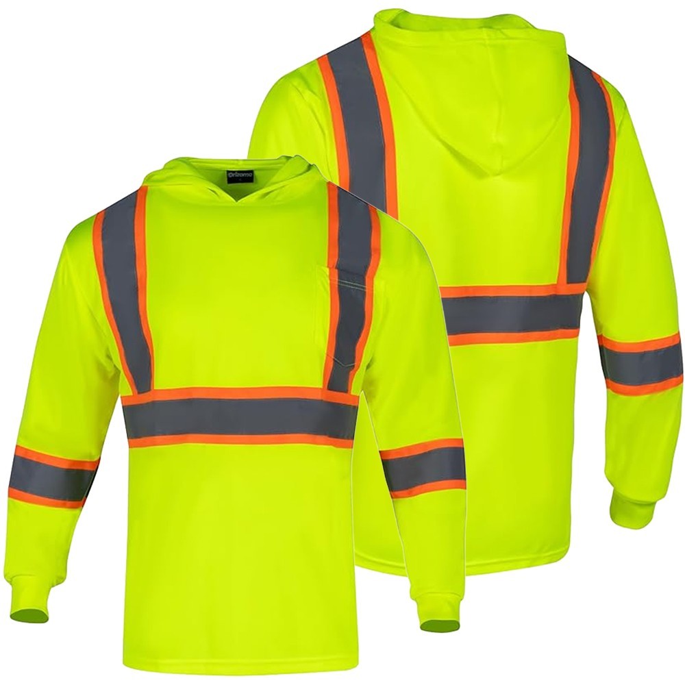 Hoodie Hi-Visibility Safety Long Sleeve Work Shirt Reflective Qty:4 Size S-5XL