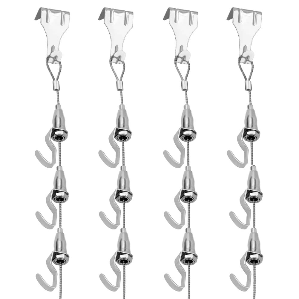 Adjustable Picture Hanging Wire Kit, 4.9ft (1.5m) Rail 4.9 ft, Silver