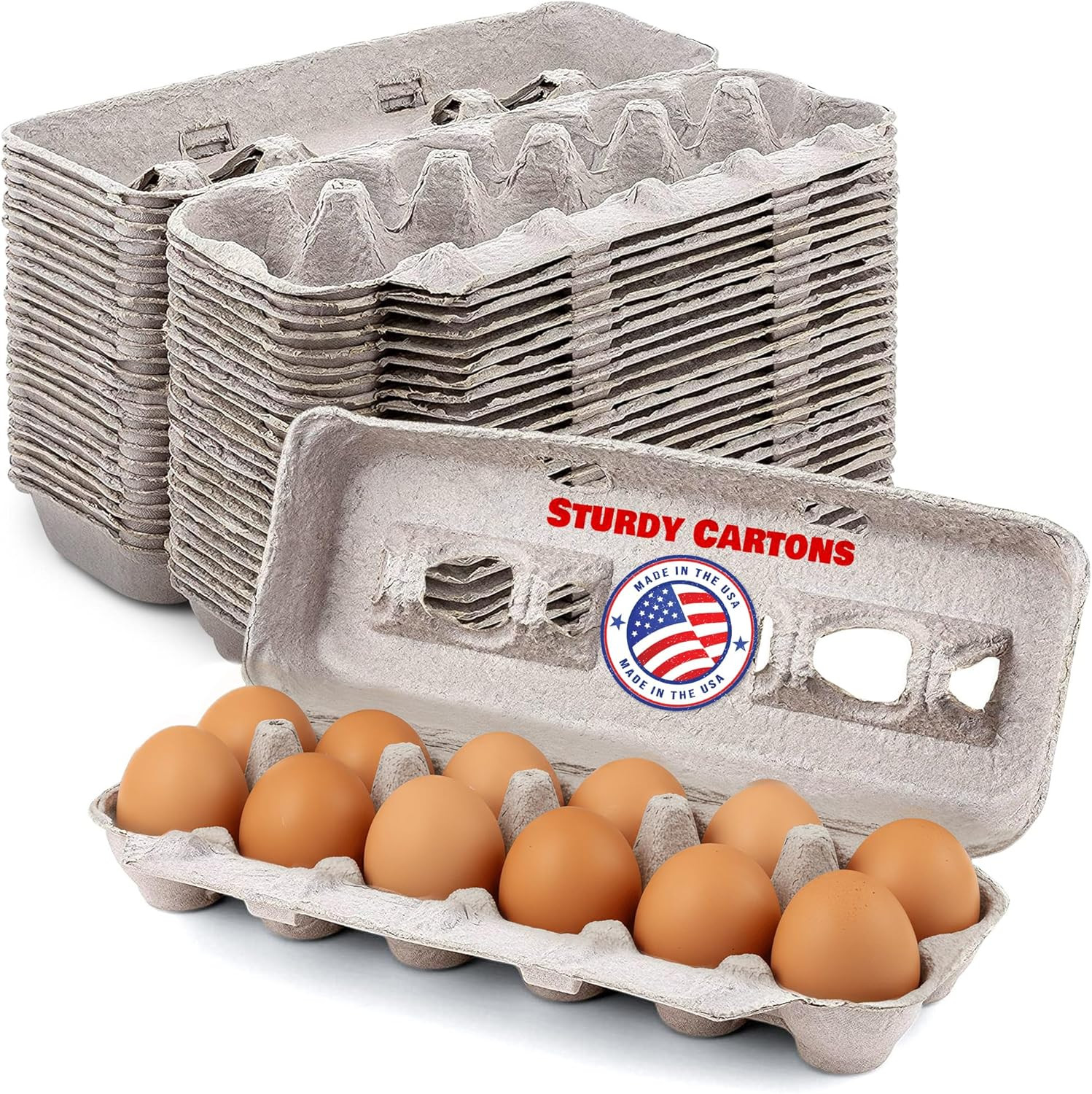 Blank Natural Pulp Egg Cartons Holds up to Twelve Eggs – 1 Dozen