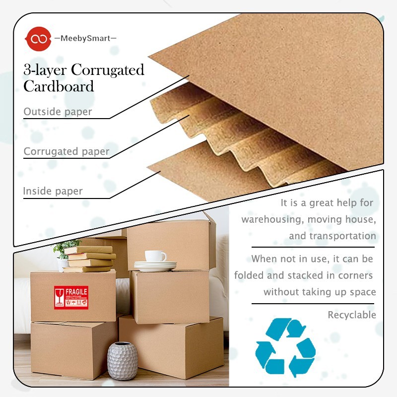 Corrugated Cardboard Shipping Box 12 x 10 x 8 in (6 pieces + 12 Fragile Labels)