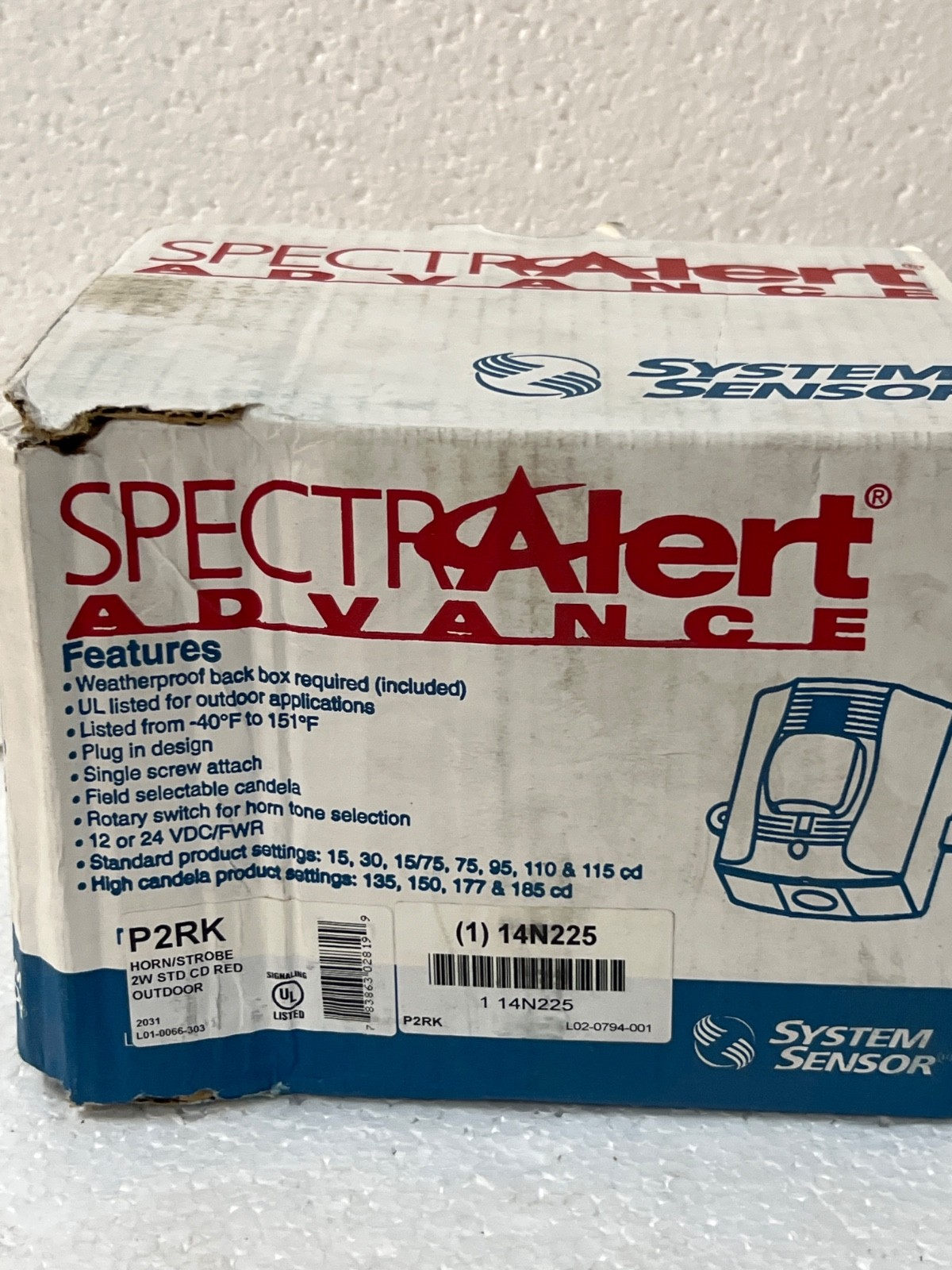 System Sensor P2RK Horn Strobe 2W STD CD RED OUTDOOR