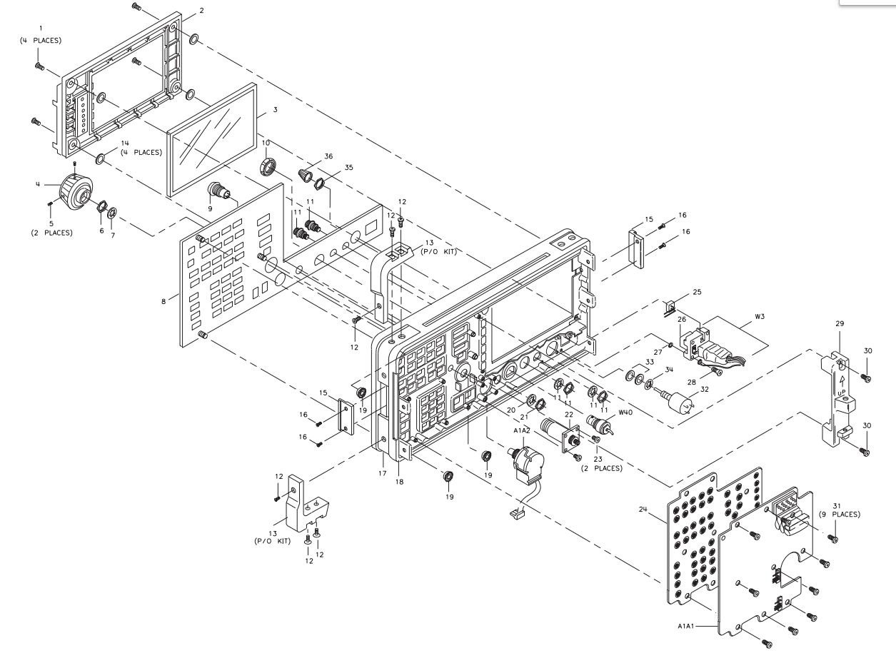 HP A1 Front Frame Assembly W/ Keypad, Buttons, CRT Bezel for 8561E