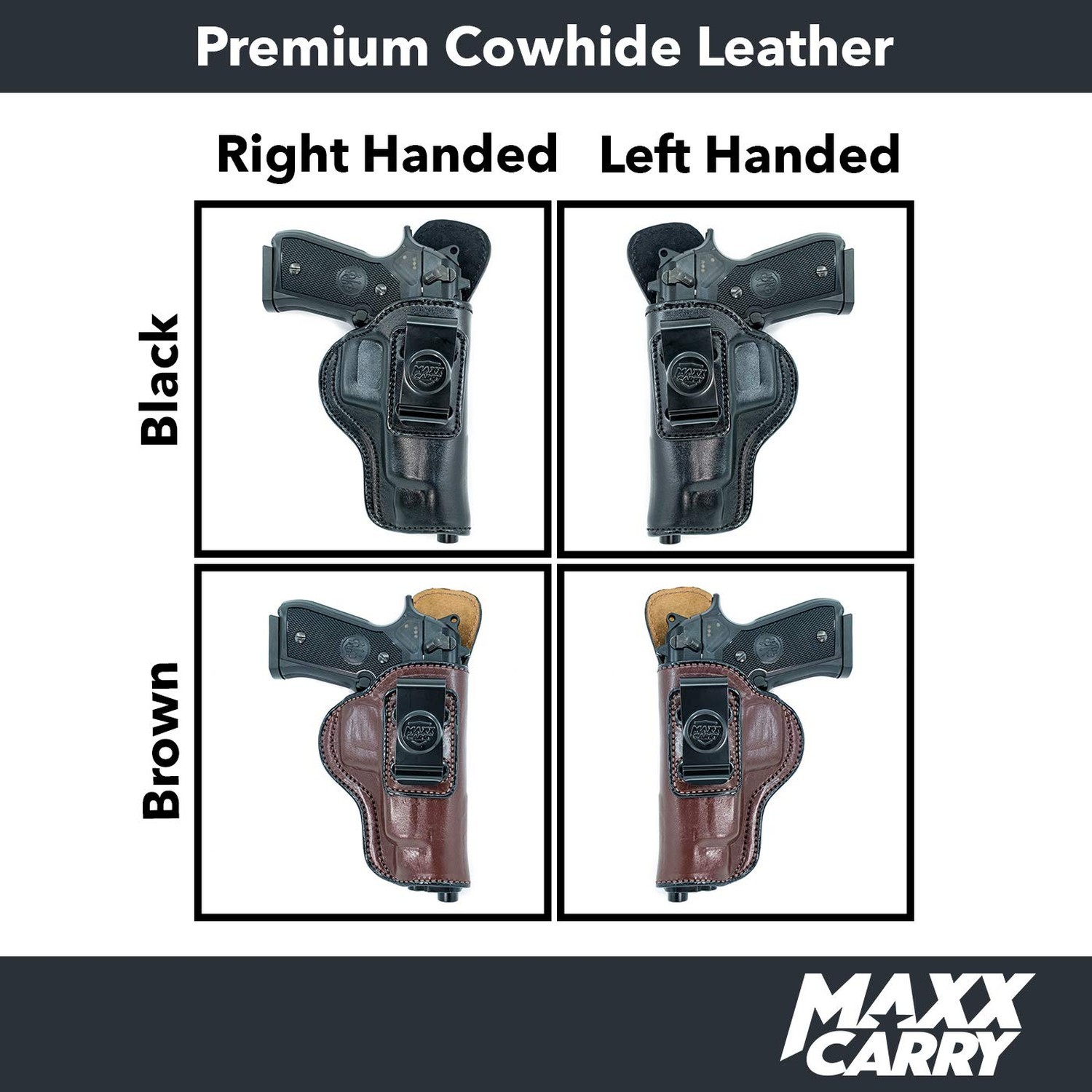 Maxx Carry Inside The Waistband Leather Holster Fits Beretta 92FS Series. IWB…