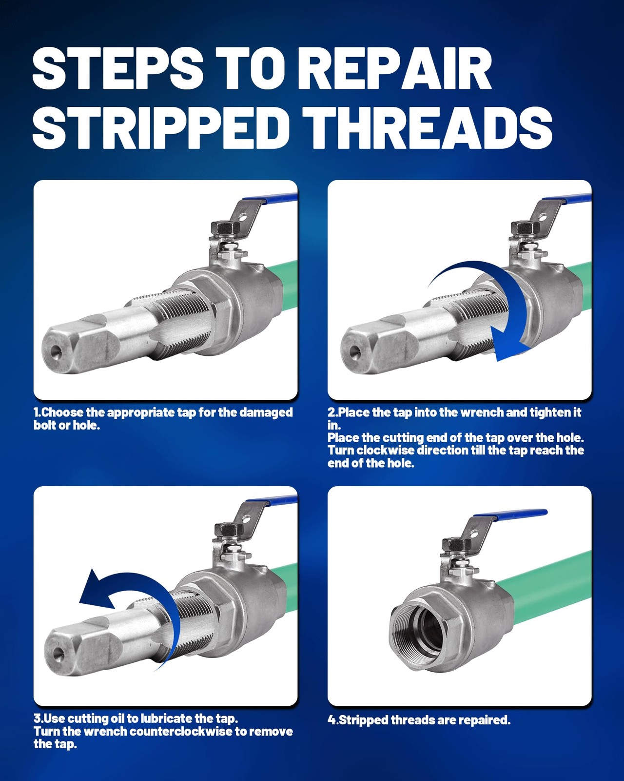 1/8″, 1/4″, 3/8″, 1/2″, 3/4″, 1″ NPT Tap Set, GCr15 Threading Plumbing Tap Se…