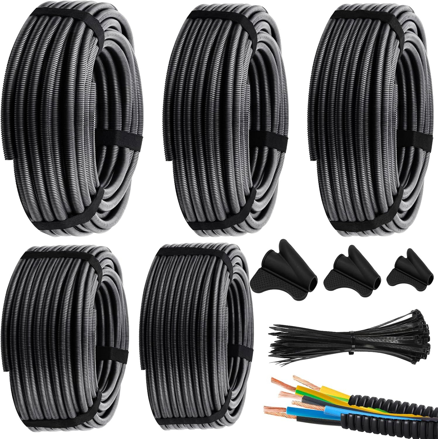 Split Wire Loom Tubing, 1/4,3/8,1/2,3/4,1 Inch X 20Ft Wire Protector Tubing, Aut