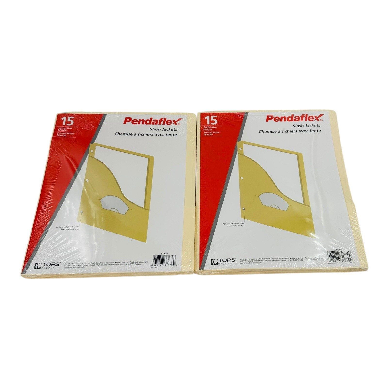 30 Count Pendaflex Slash Jackets 3-Hole Punched Letter Size Manila