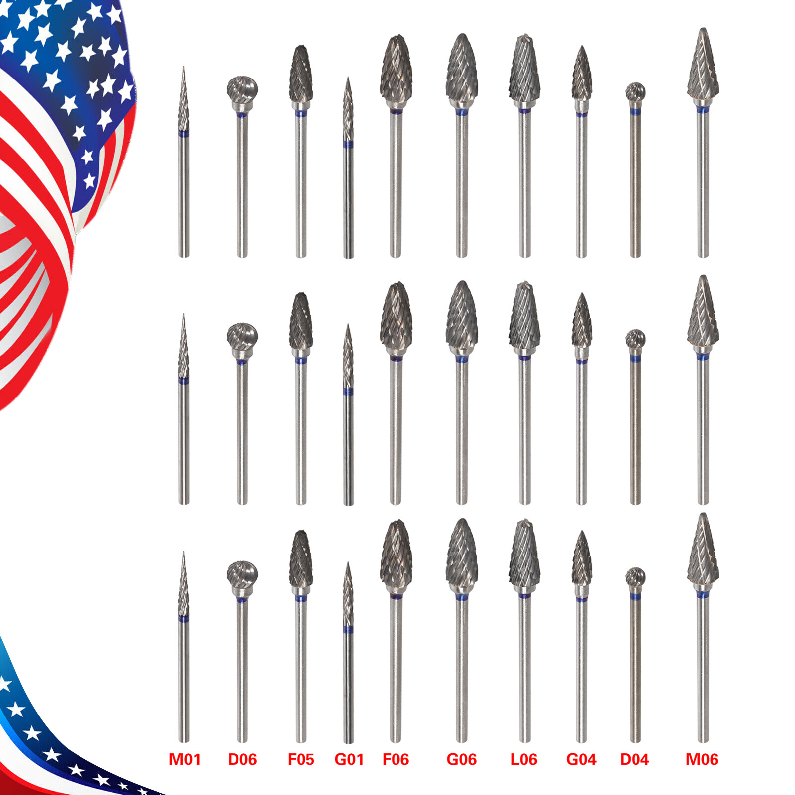 10-100pcs Tungsten Carbide Dental Acrylic Bur Drill Coarse Cutter 2.35mm Shank