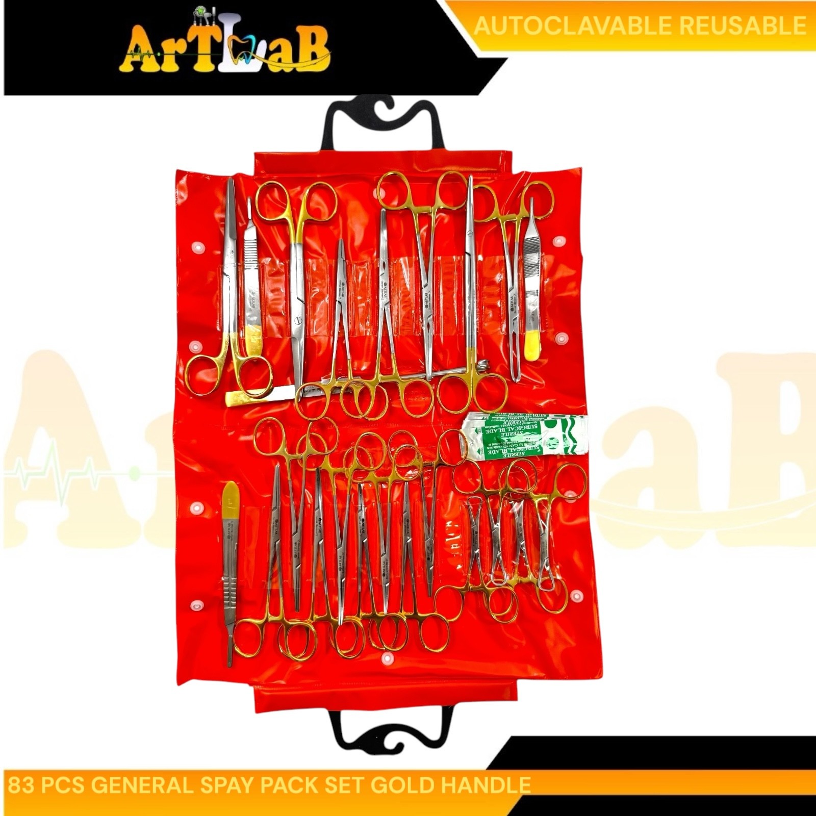 SPAY PACK KIT GERMAN PREMIUM QUALITY 101 PCS VETERINARY DENTAL SURGICAL TOOLS