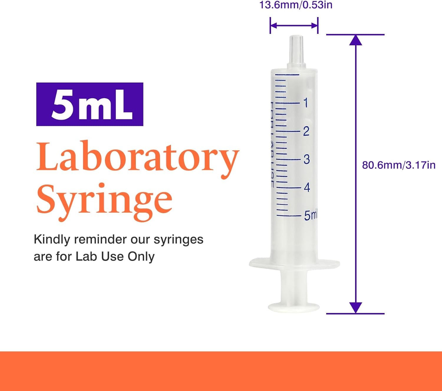 20 PCS 5 ml Plastic Syringe with Measurement, Slip Tip and No Rubber Plunger Sma