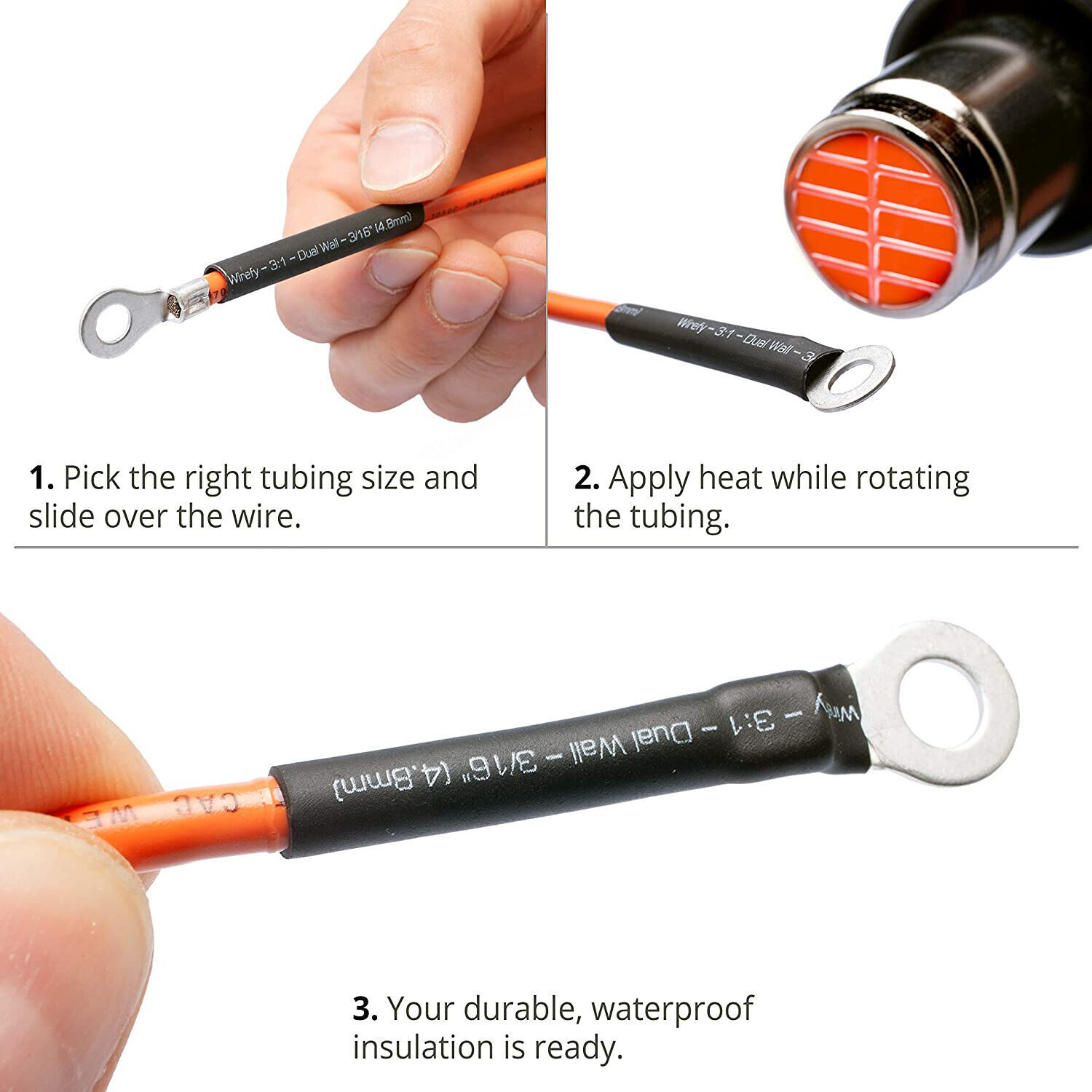 Black or Red 3:1 Heat Shrink Tubing Marine Grade Waterproof Glue Adhesive Lined