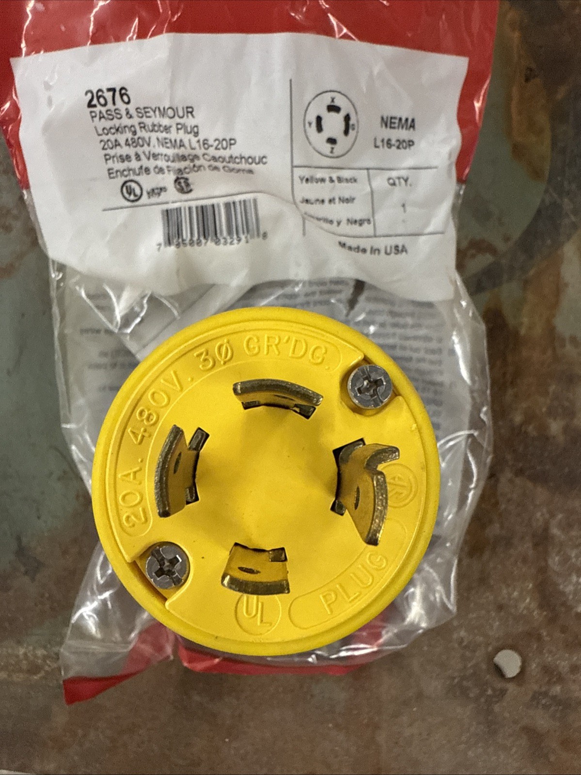 L16-20 Twist Lock Plug – NEMA L16-20P 20A, 480V [PS 2676]