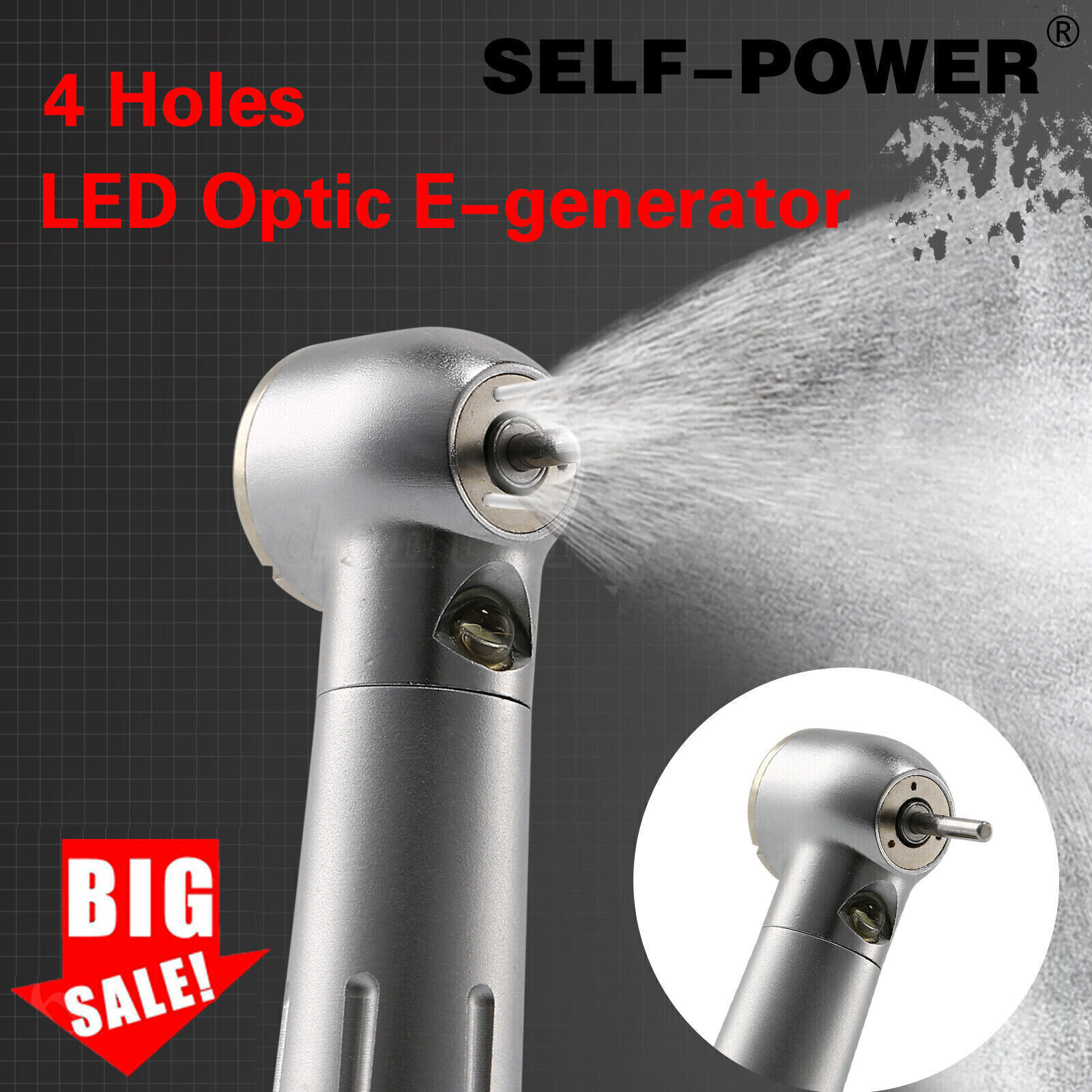 Dental 4 Hole LED E-generator Fiber Optic High Speed Handpiece Turbine PDM USA