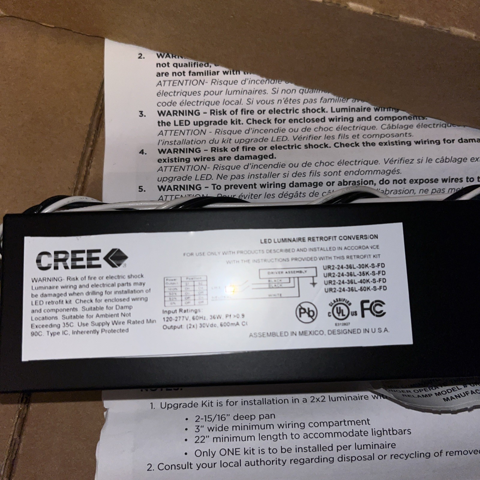 Lot of 10 – CREE UR2-24-36L-S-FD-DR Led 2 Foot 2 Lightbar Driver