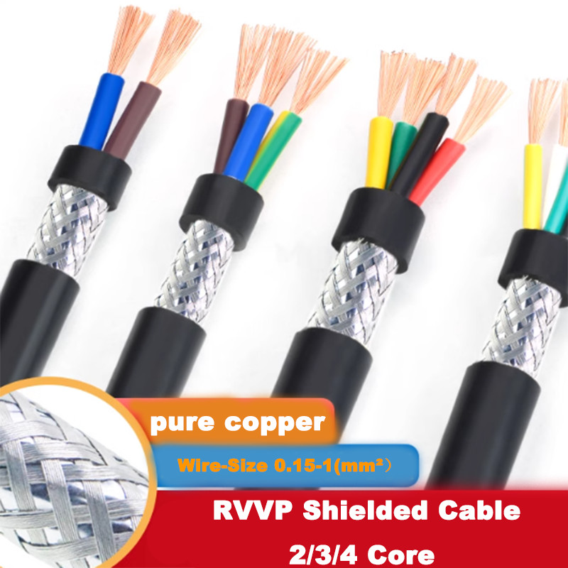 RVVP Shielded Cable 2/3/4 Core Control Signal Wire 0.15/0.2/0.3/0.5/0.75/1.0 mm²