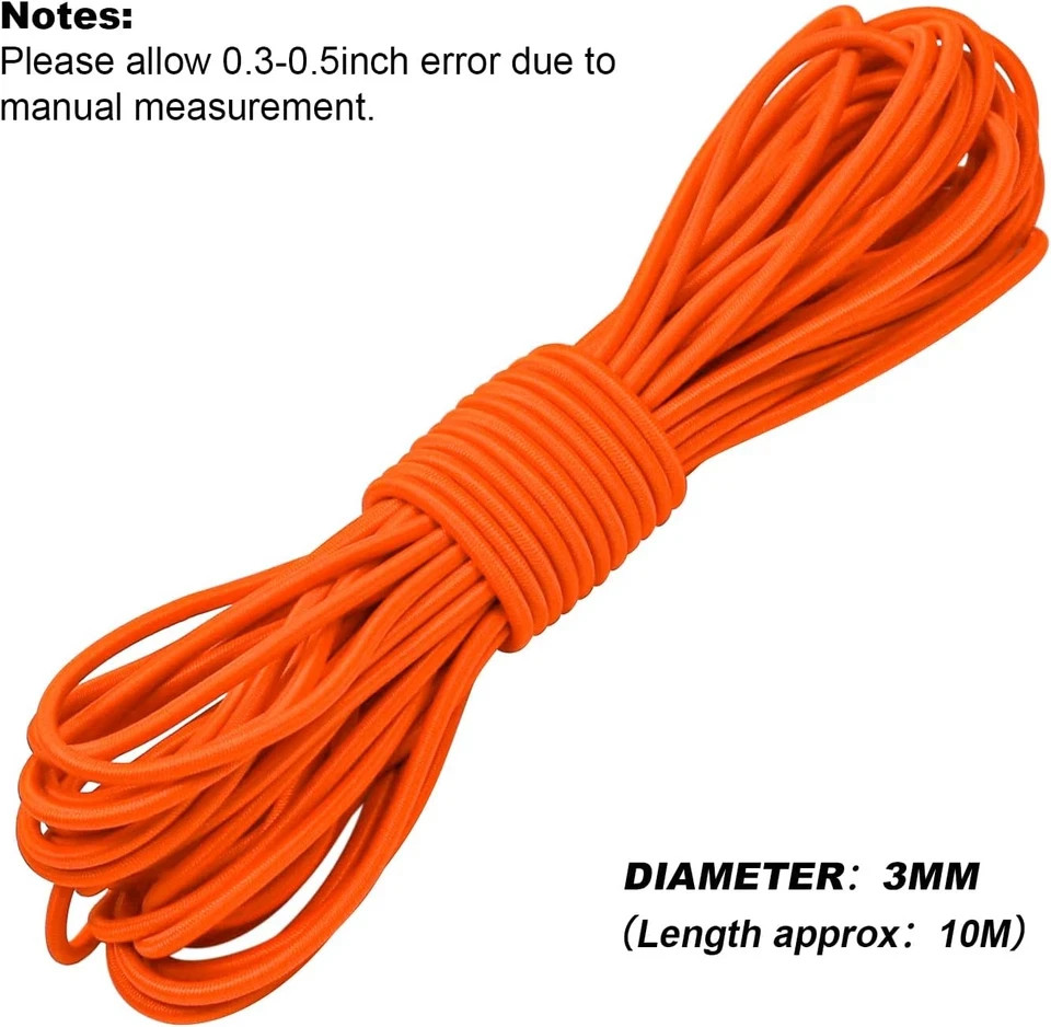 1/8″ Bungee Shock Cords with Hooks,65 Feet Elastic Nylon Cords Kayak Stretch Str