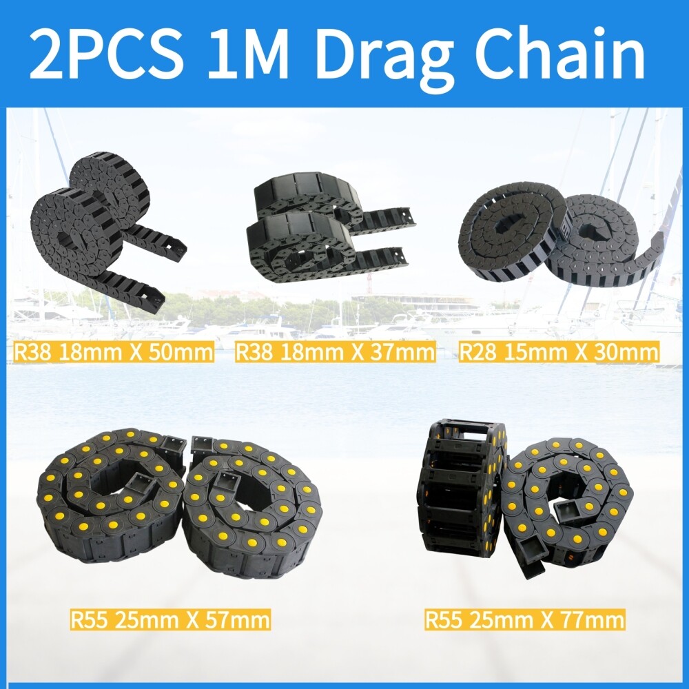 2PCS R28/R38/R55 Drag Chain Wire Carrier Plastic Semi Close/Open Type Cable 1M