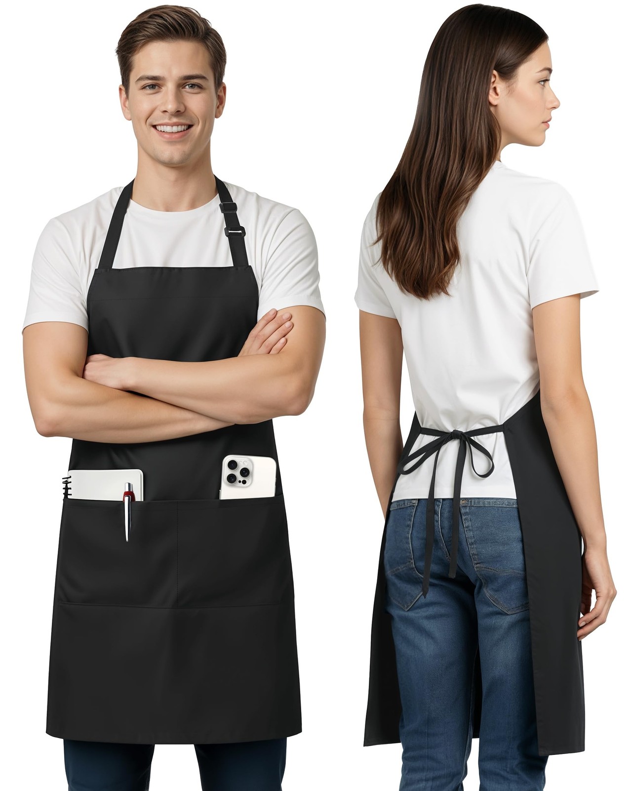 Utopia Kitchen 1 Pack Bib Apron, Adjustable Cooking Apron with 2 Pockets, Wat…