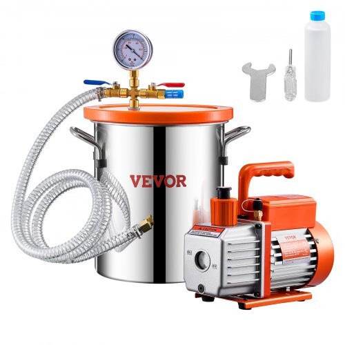 3 Gallon Vacuum Chamber and 3.5 CFM Pump Kit, Stainless Steel Chamber, Single St