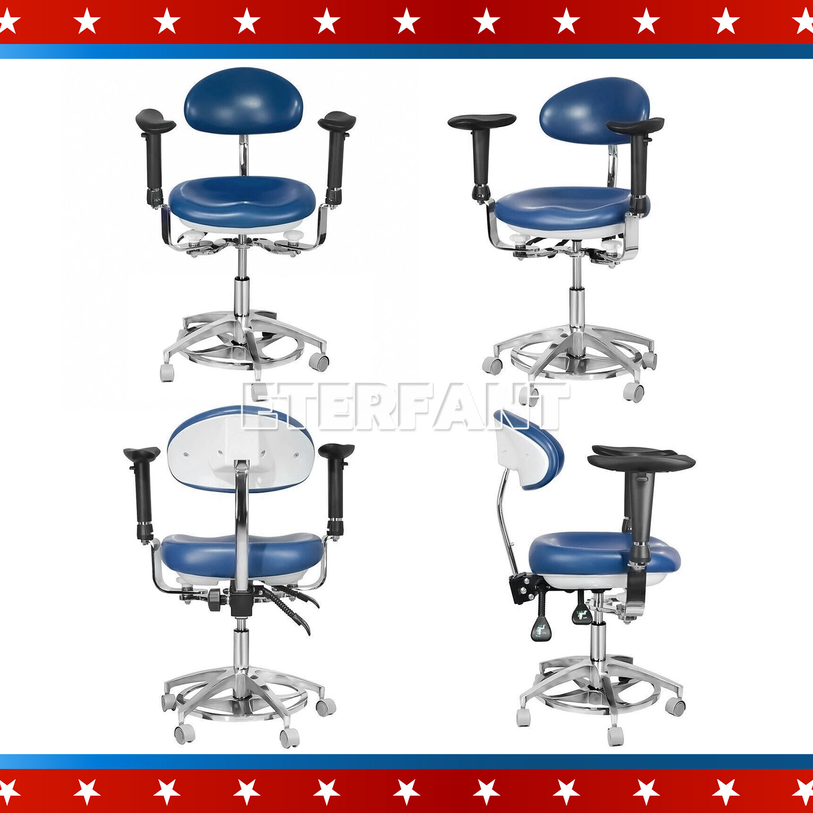 ETERFANT Adjustable Mobile Chair/Medical Microscope Stool Chair with Armrest
