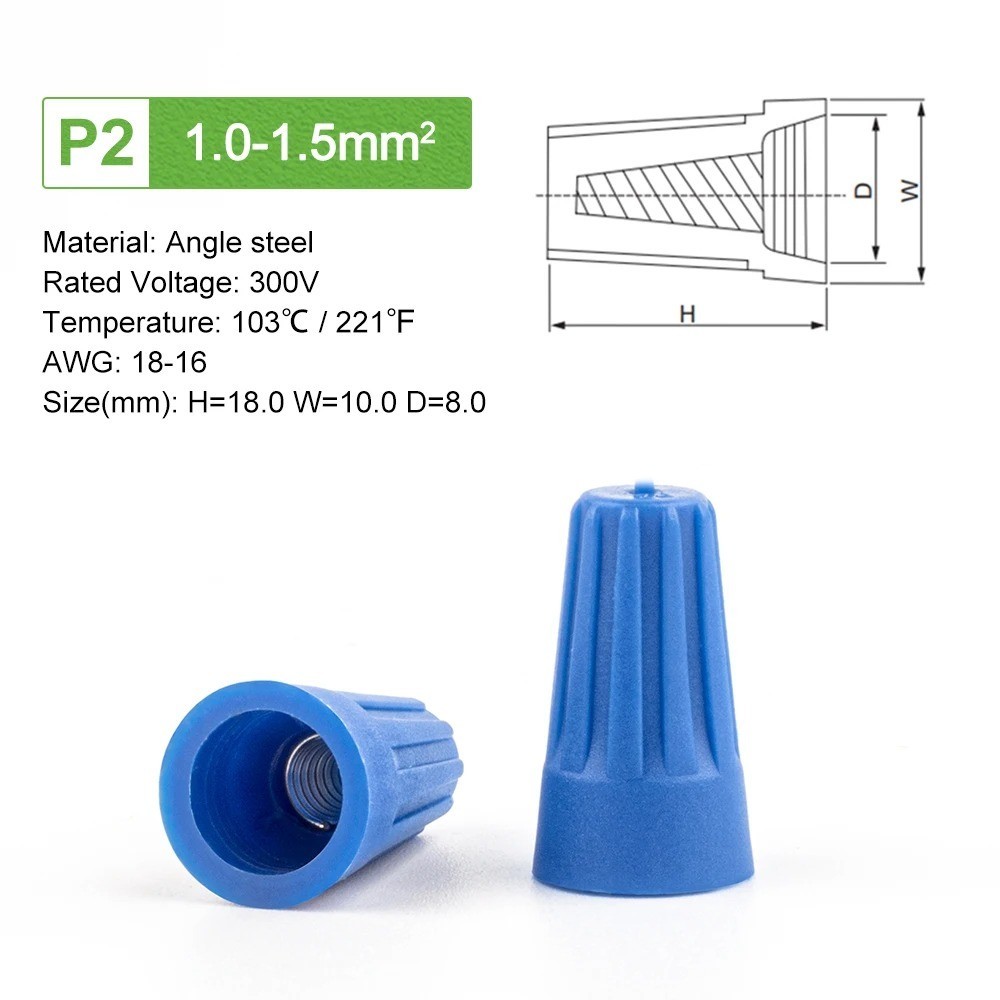 50PCS Electrical Wire Connector Nuts Insulated Twist Spring Terminal Caps