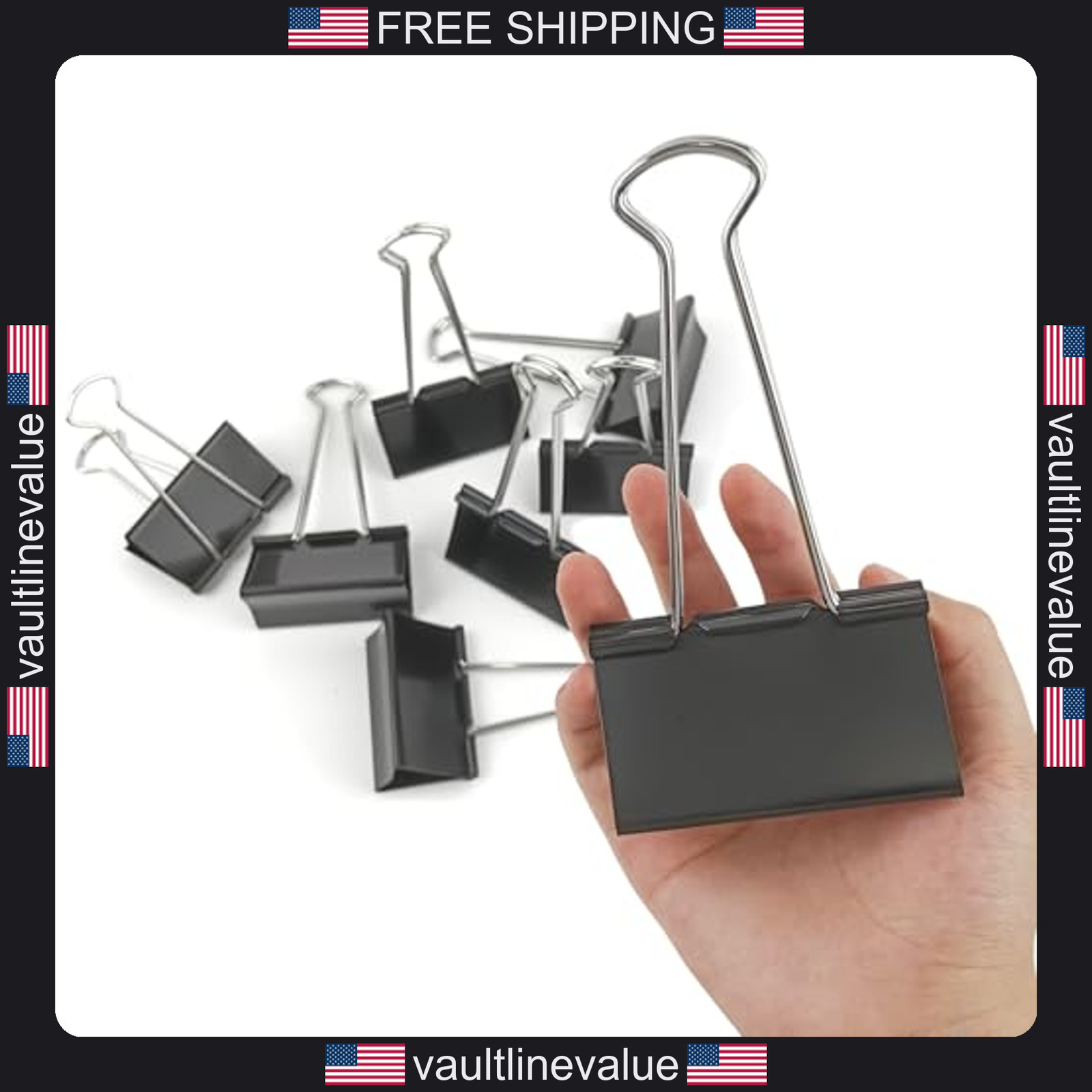 8 Pack 3 Inch Extra Large Binder Clips Heavy Duty Black Paper Clamps 75mm