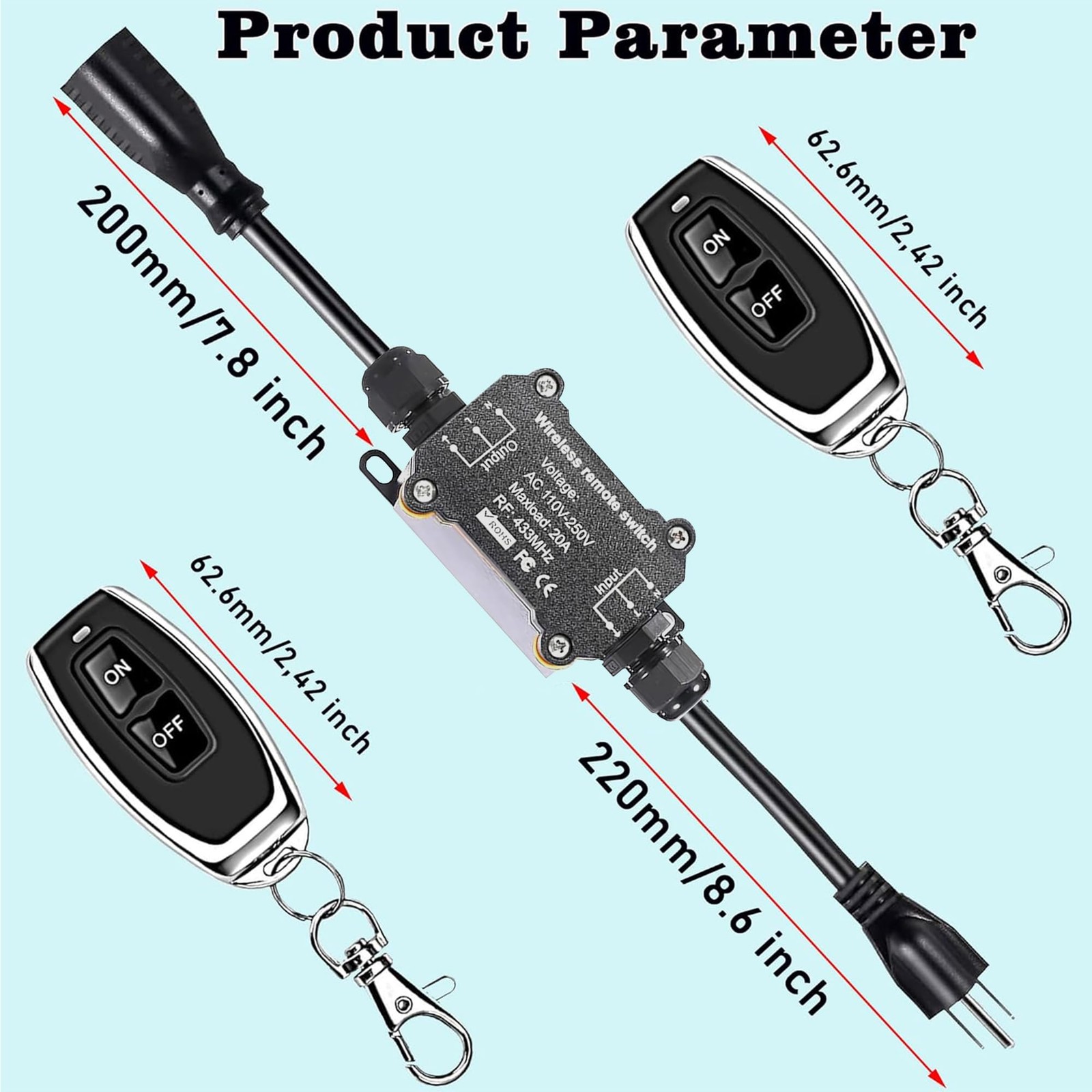AC110V Remote Control Power Switch,Waterproof Wireless Light 110-250V