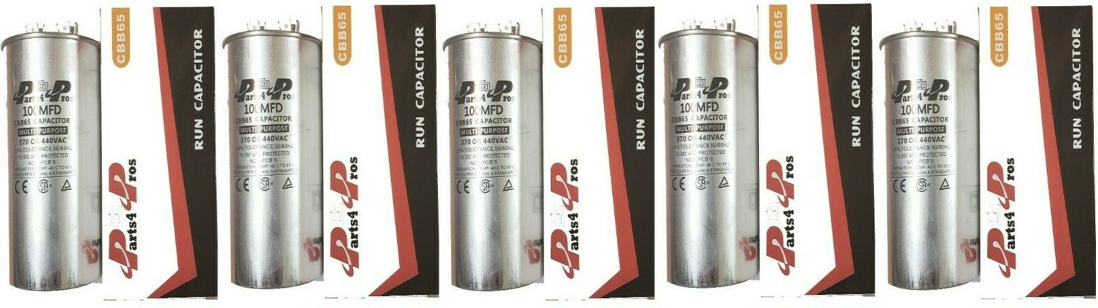 100uF 370 V 440 V VAC High Quality Motor Run Capacitor CBB65 (5x)