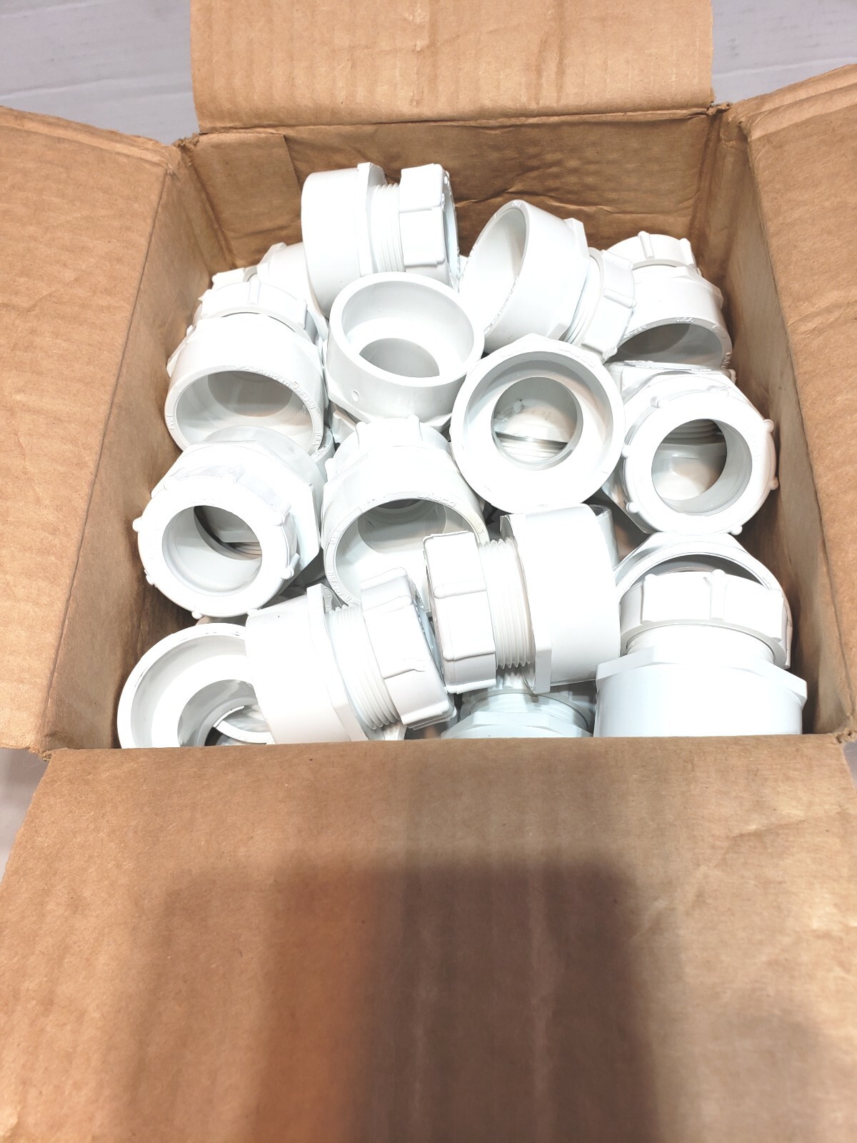 Case of 50- LASCO Trap Adapter w/washer & Plastic Nut PVC 1 1/2 x 1 1/4 Inch NOS