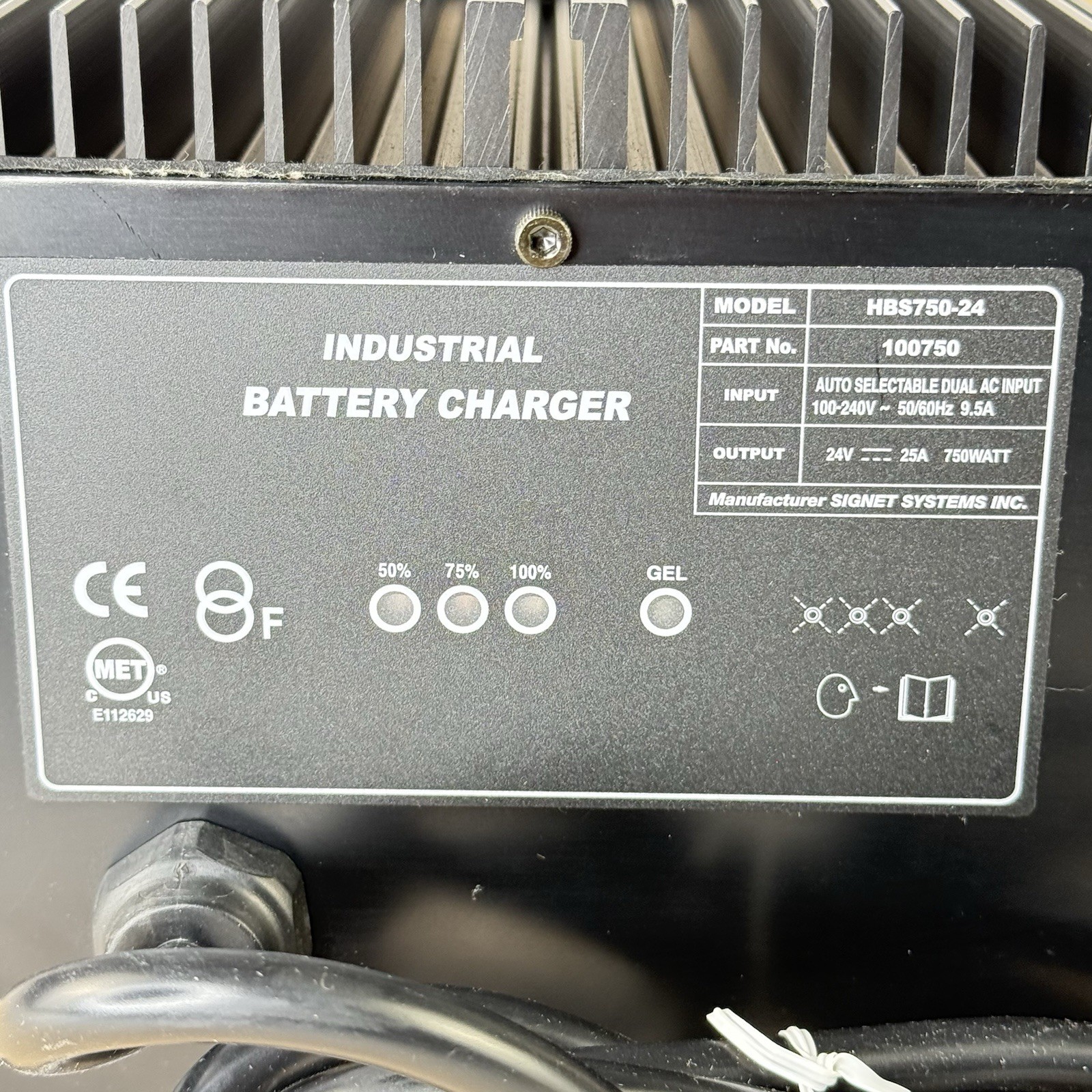 Signet Systems HBS750-24 24V 25A Industrial Battery Charger 100750 NOS NIB