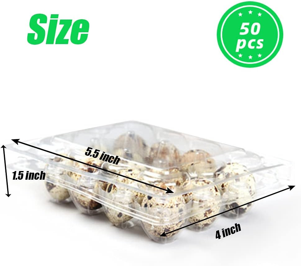 50 Pcs Quail Egg Cartons,12 Grids Small Egg Storage Holders,Quail Eggs Bulk Cart