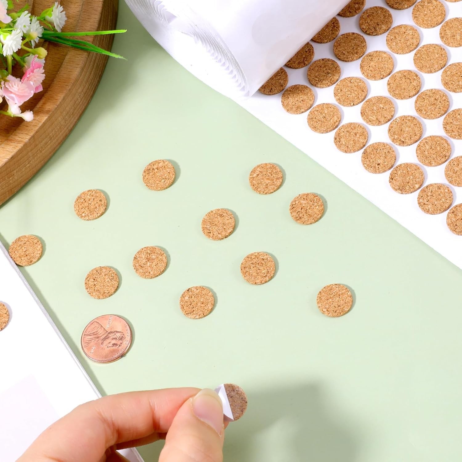 1400pc Self Adhesive Cork Circles 0.5 Inch Cabinet Door Bumper Pad Furniture Dot