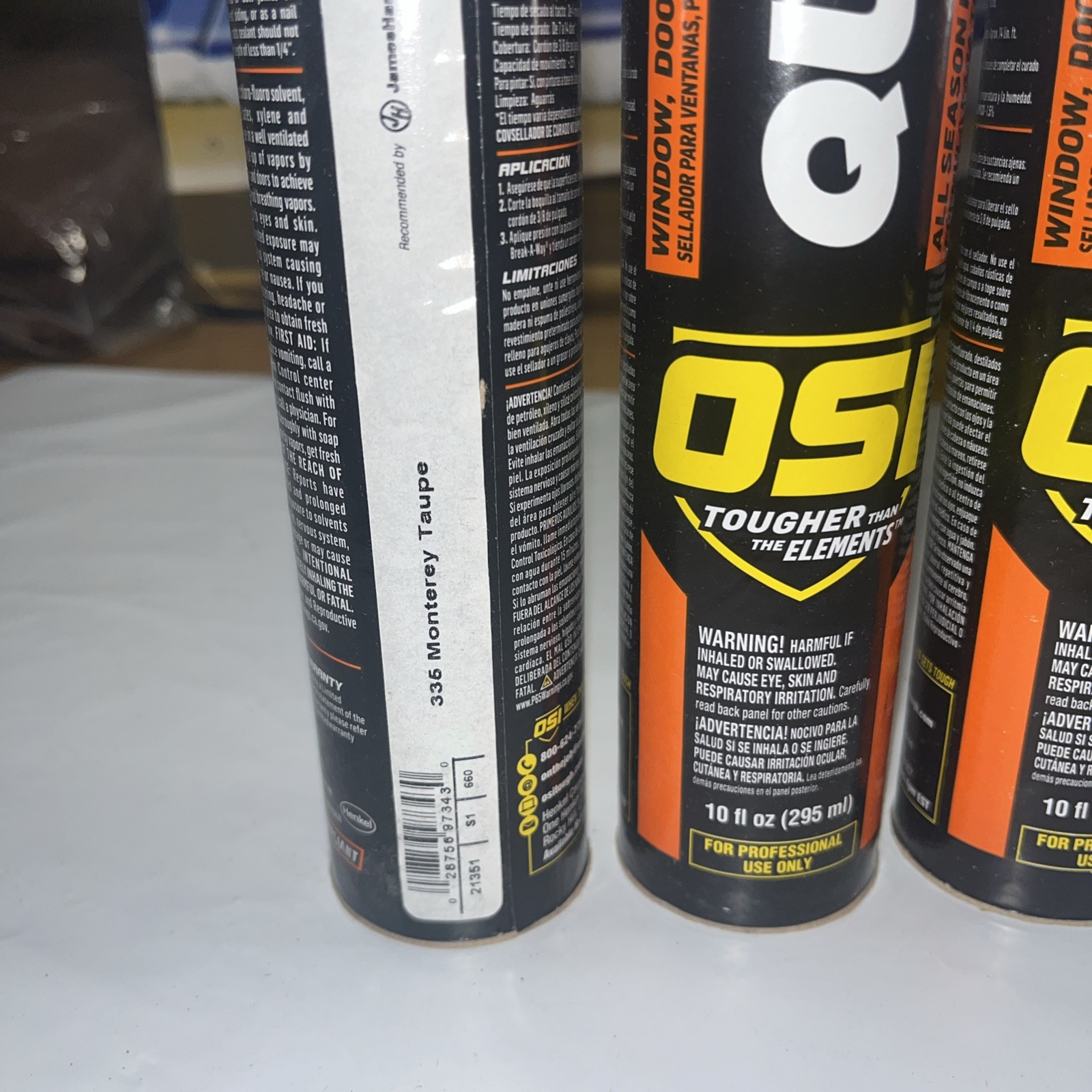 3 Pack! OSI Quad Window Door and Siding Sealant Monterrey Taupe 10 oz