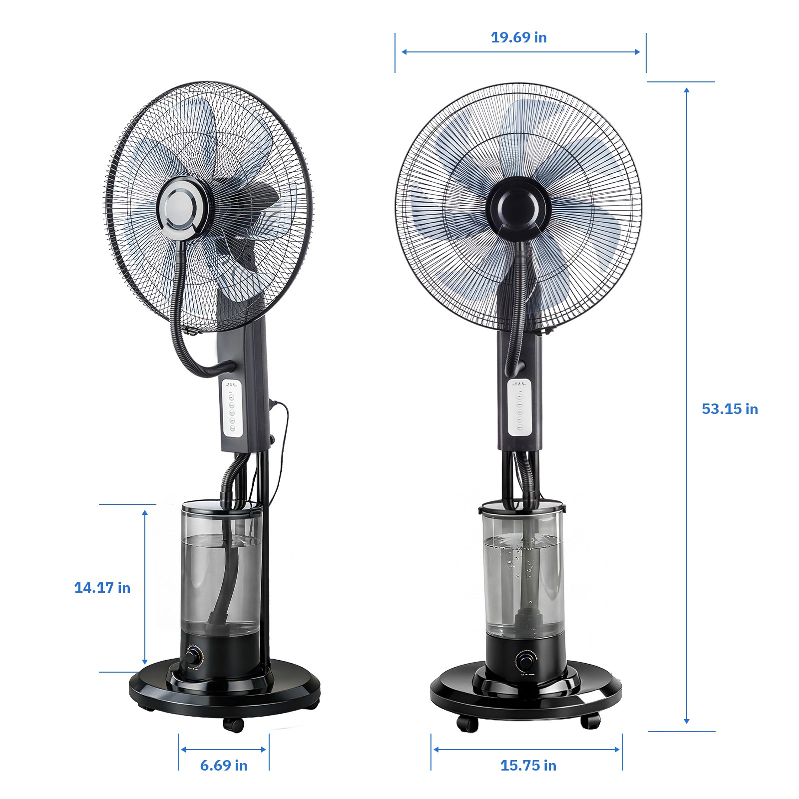 18 inch Portable Misting Cooling Fan w/120° Oscillation, 3 Speeds 5L Water Tank