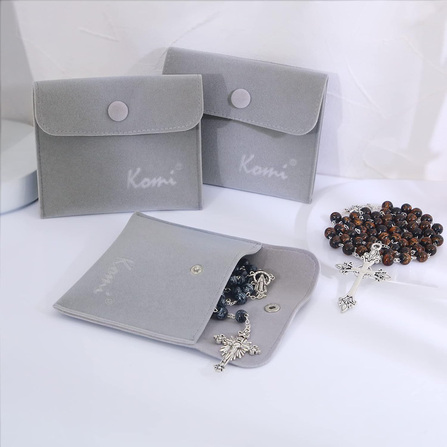 Catholic Rosary Beads for Men Holy Prayer Beads Rosary Necklace with Crucifix Cr