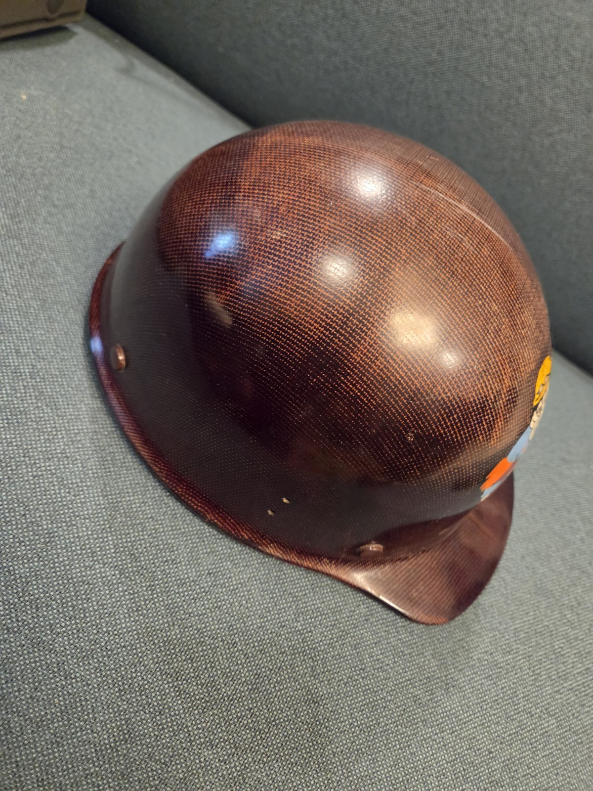 Vintage 1976 MSA Skullgard Fiberglass Brown Hard Hat USA Iron Steel Workers