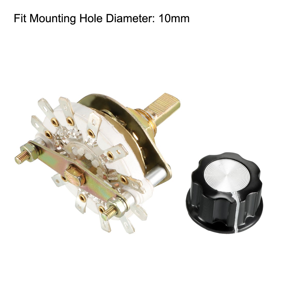 2P5T 2 Pole 5 Throw Single Deck Band Channel Rotary Switch Selector with Knob