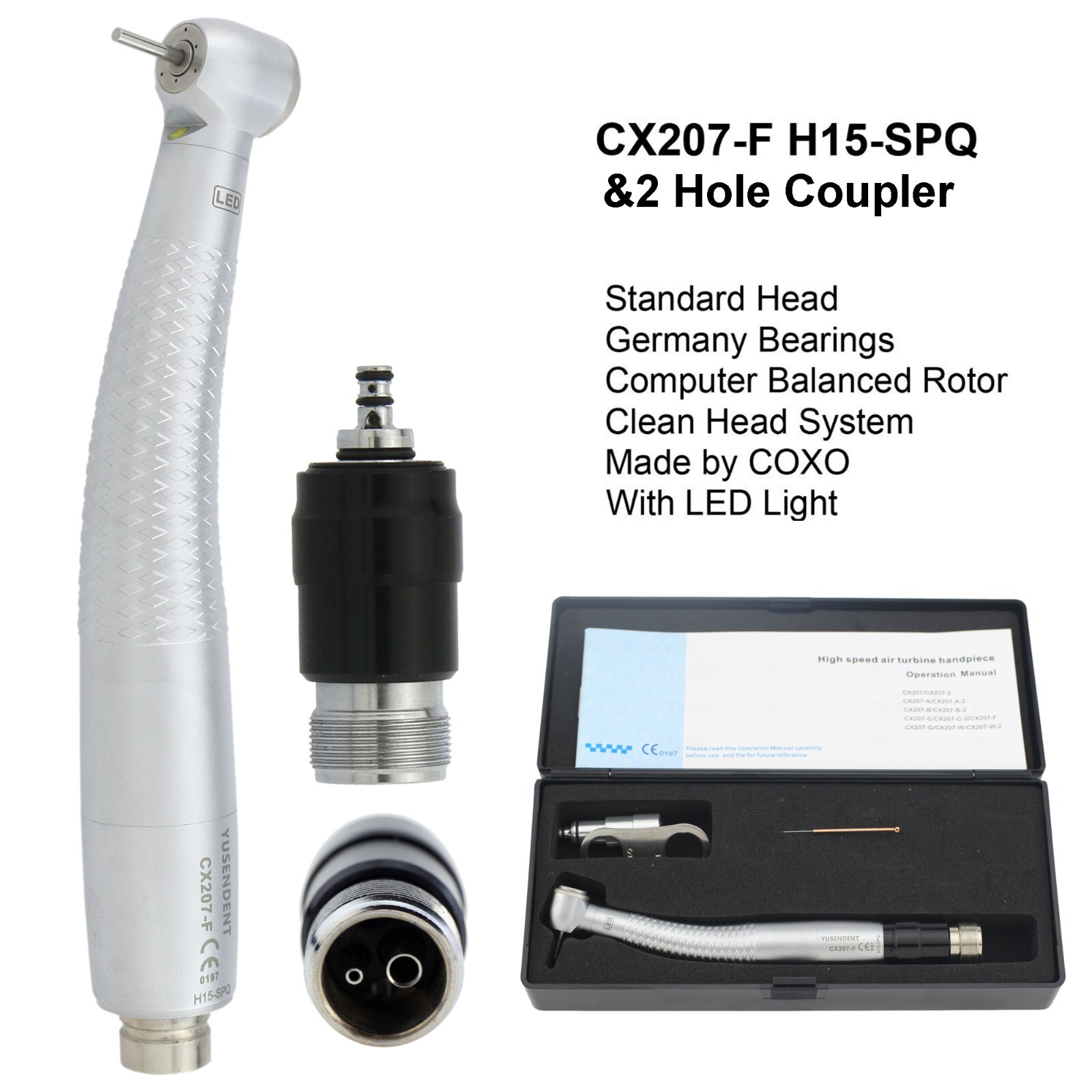 COXO Dental E Generator LED Handpiece High Speed Self Power Turbine 2/4 Hole NSK