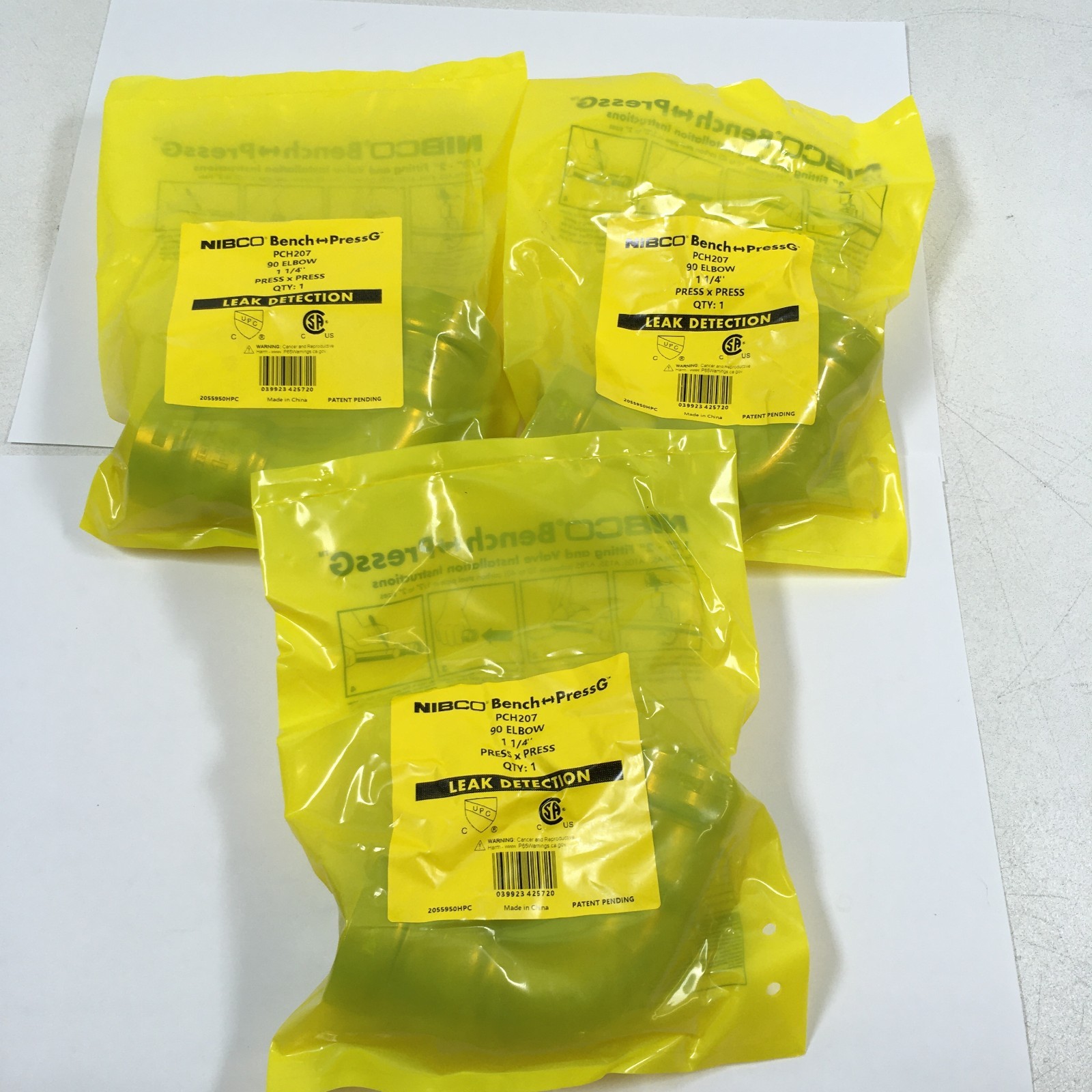 Lot of 3 NIBCO BenchPress 1-1/4″ x 1-1/4″ G PCH207 90° Elbow (2055950HPC)